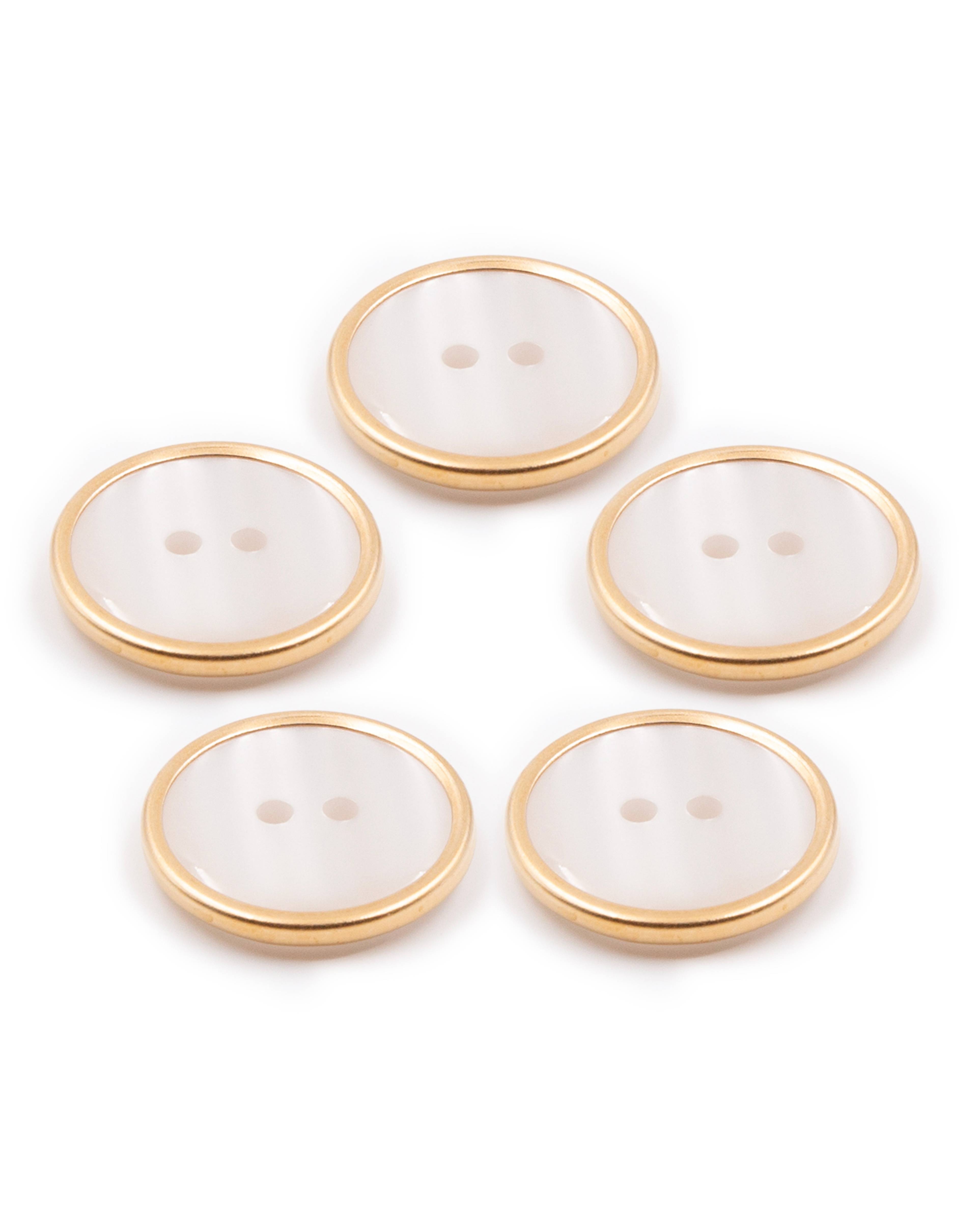 Lot De 5 Boutons Blanc Nacré Gold