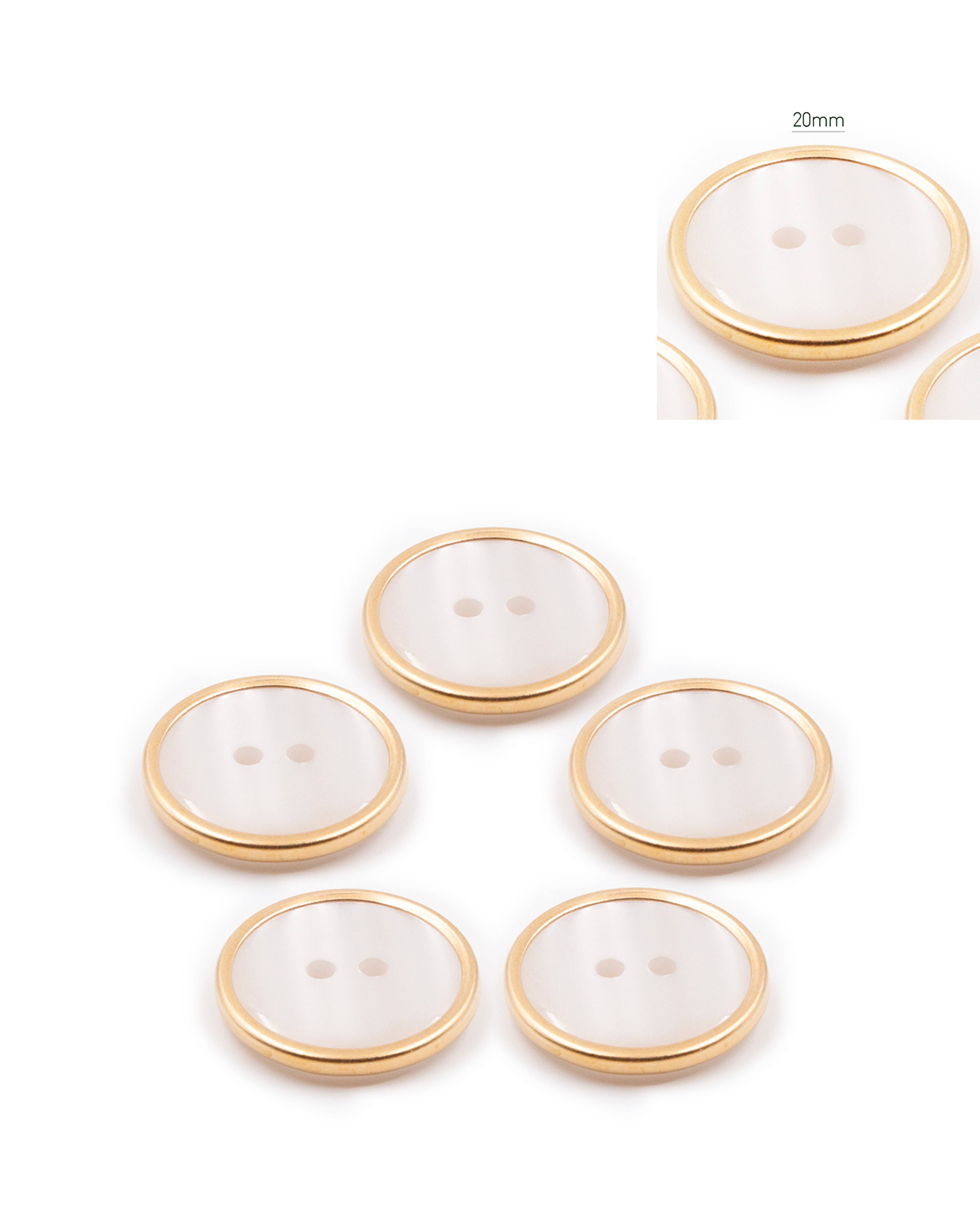 Lot De 5 Boutons Blanc Nacré Gold
