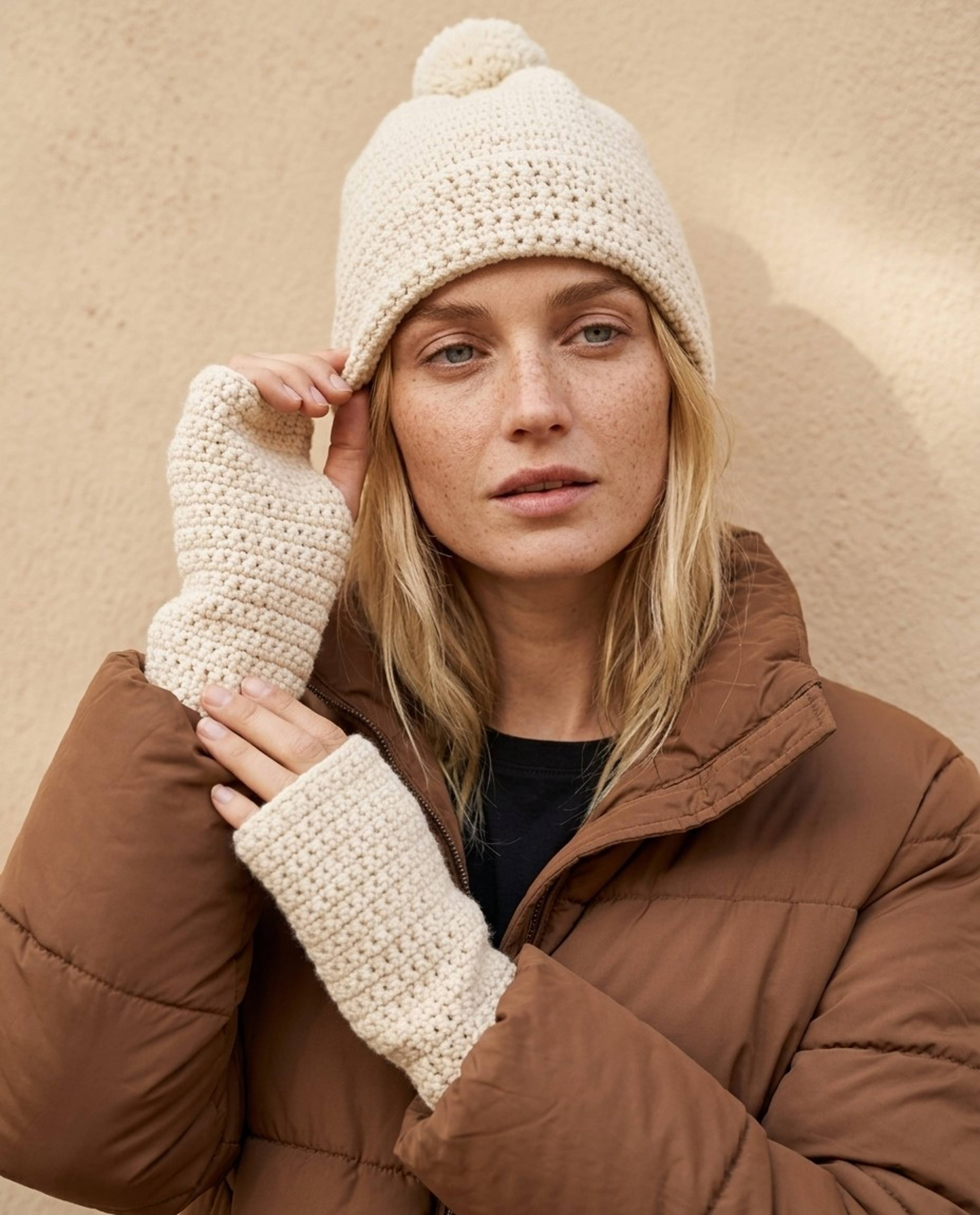 Clemence Beanie and Mittens Pattern for Women