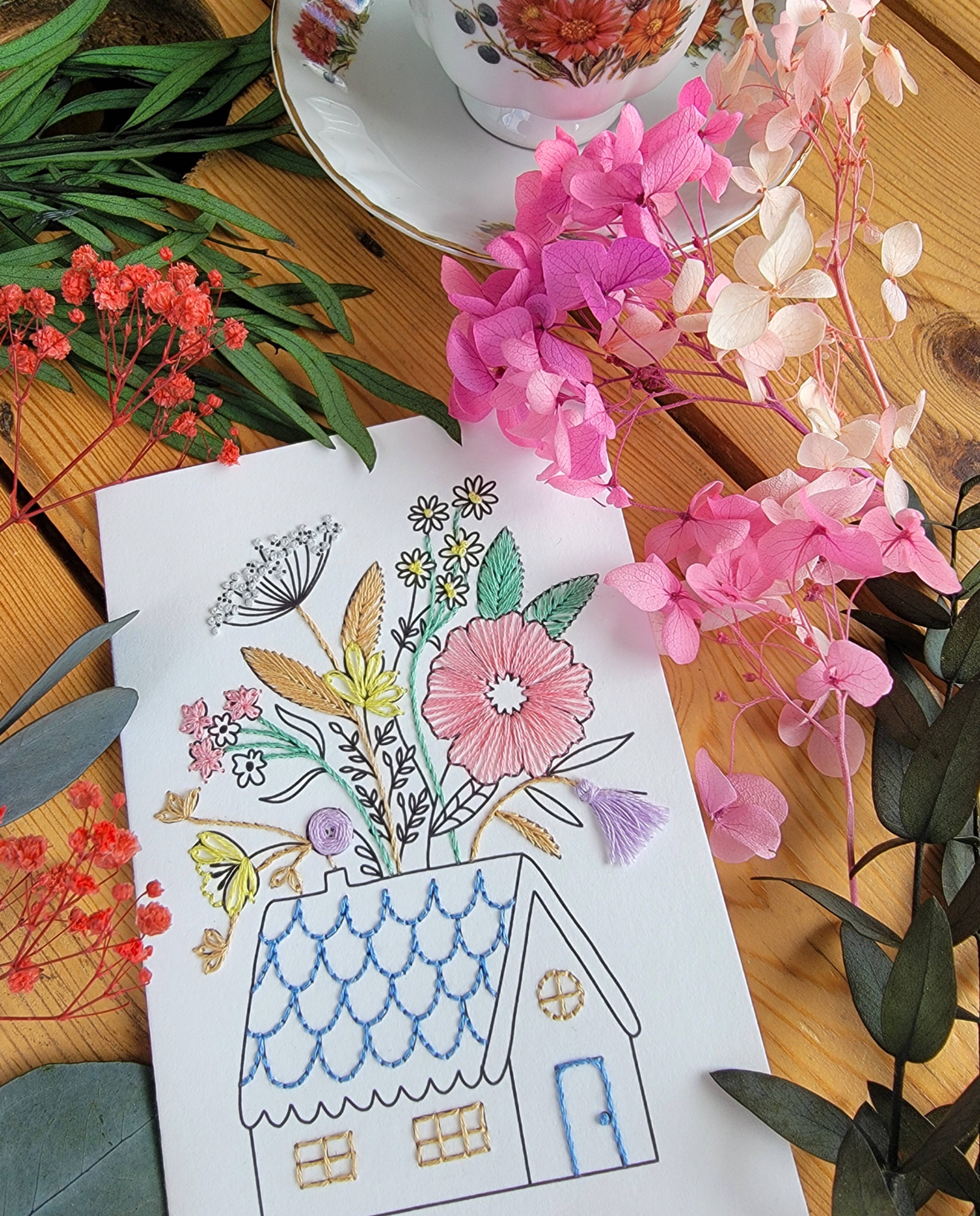 Embroidery Card The House