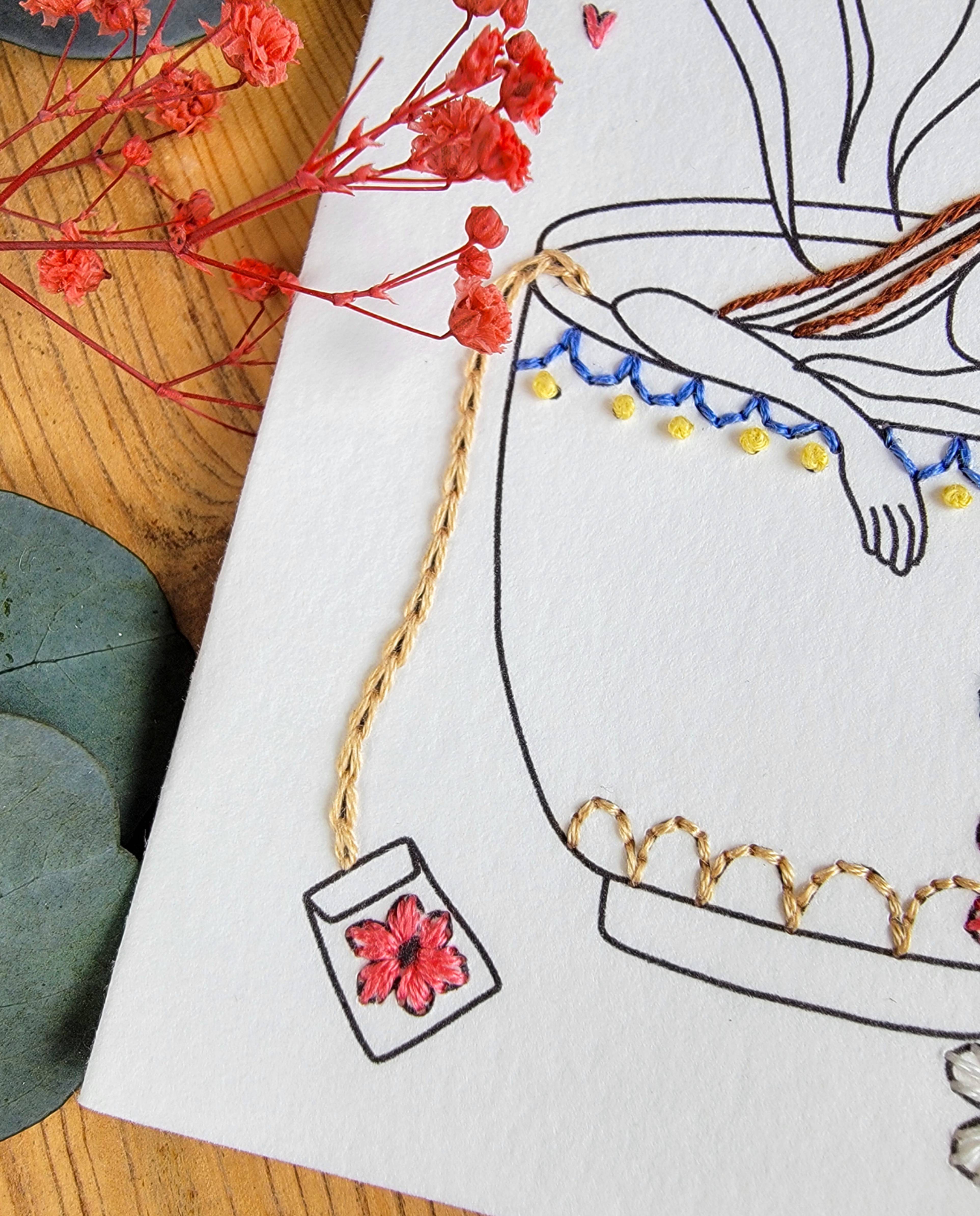 Embroidery Card The Herbal Tea