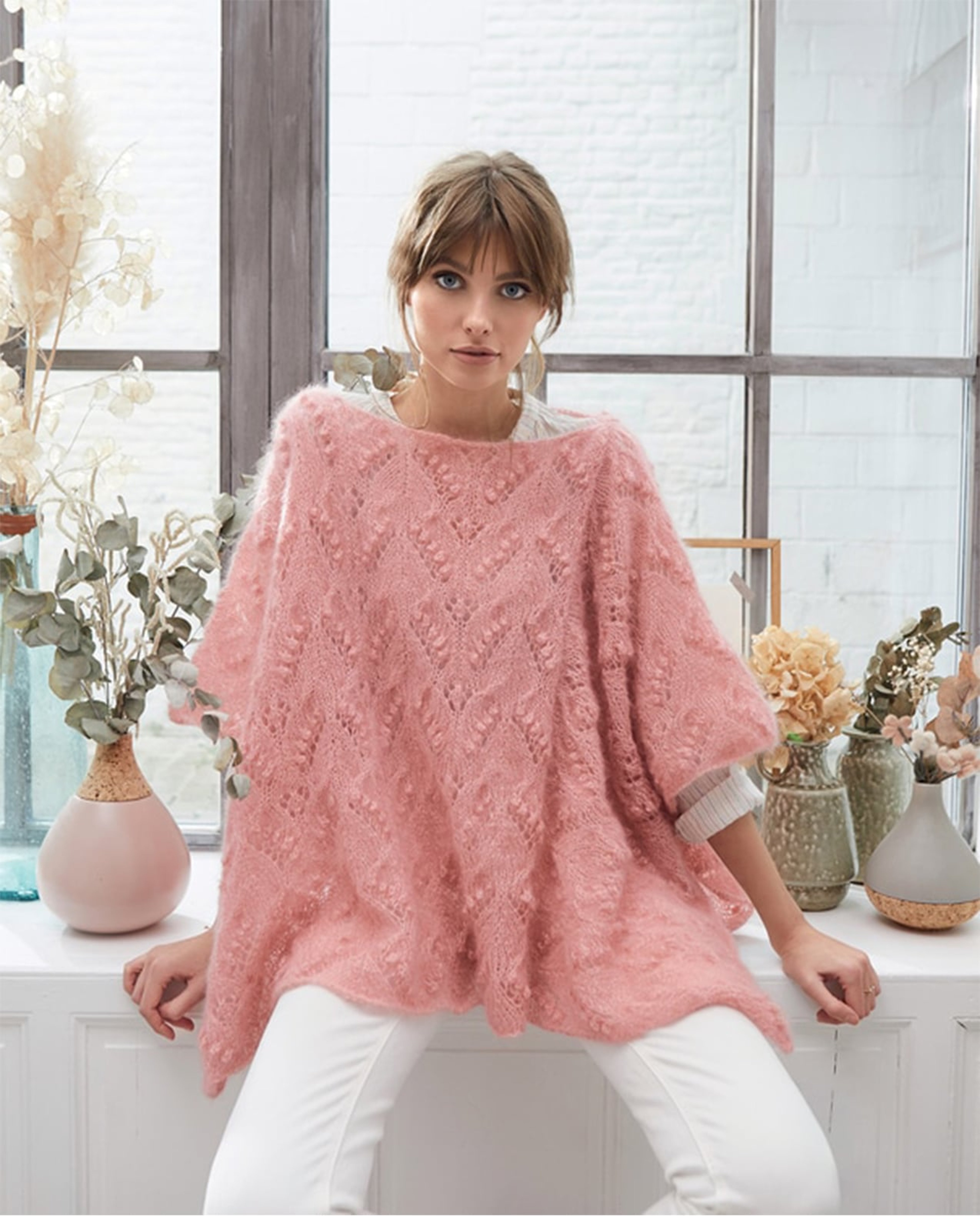 Modèle Poncho Femme Mohair Soie
