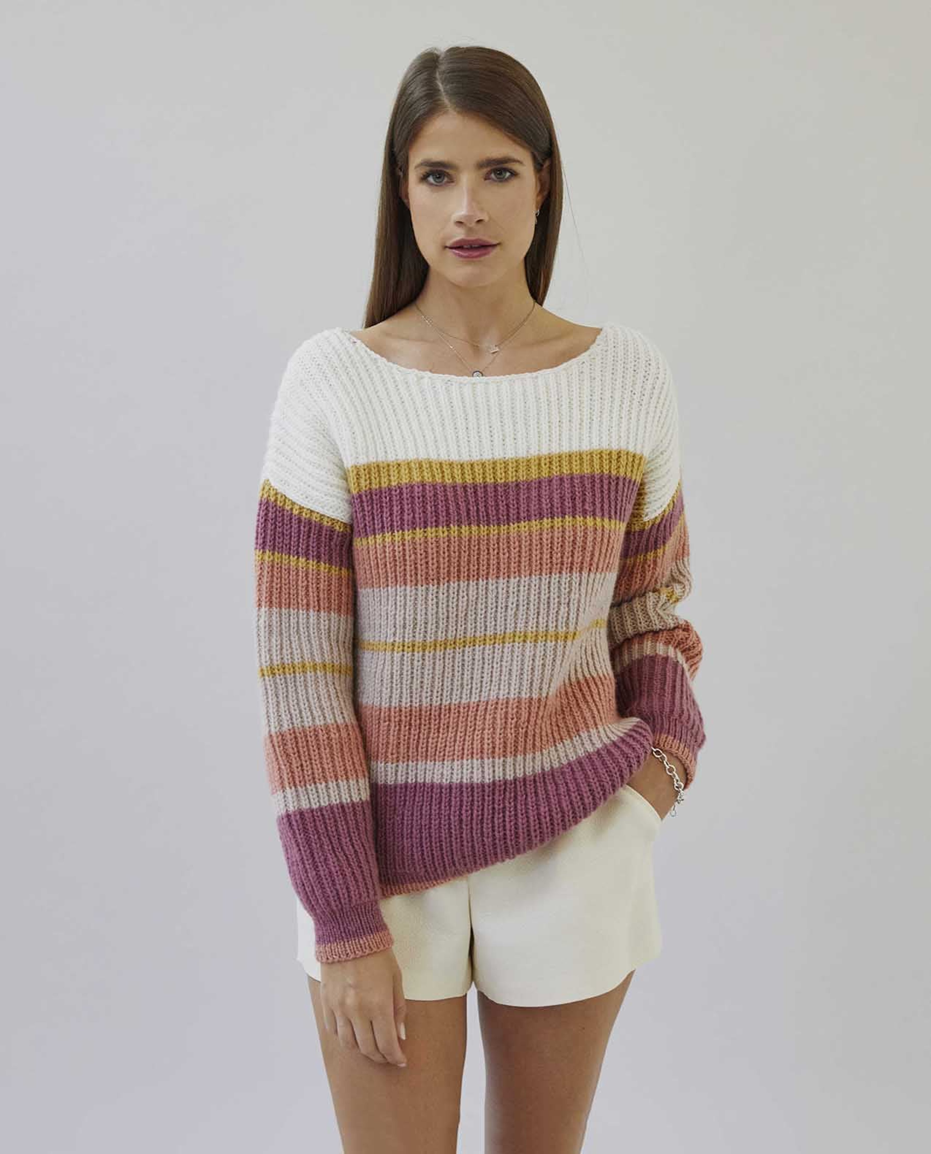 Women's Striped Sweater Eco Wool Model