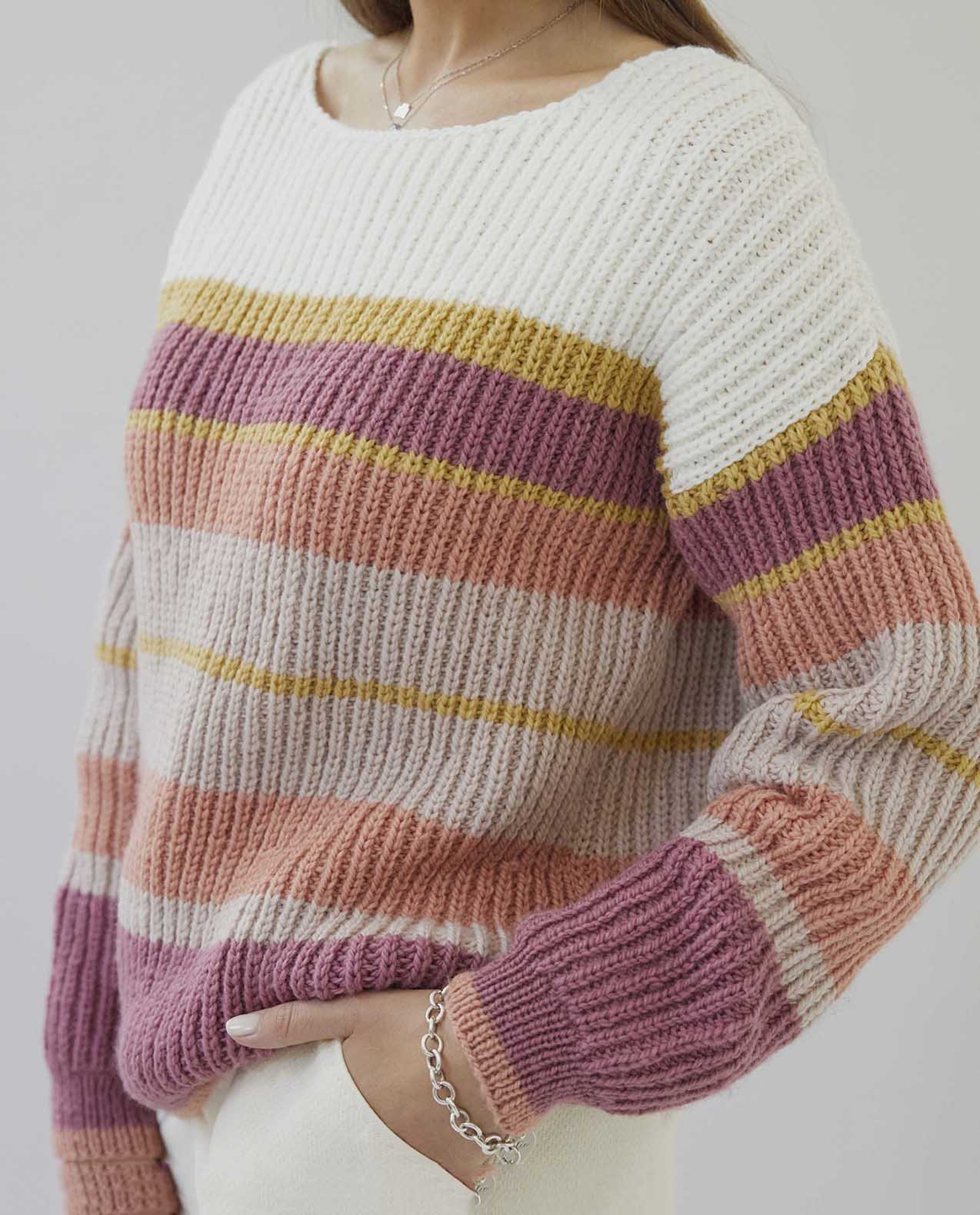 Women's Striped Sweater Eco Wool Model