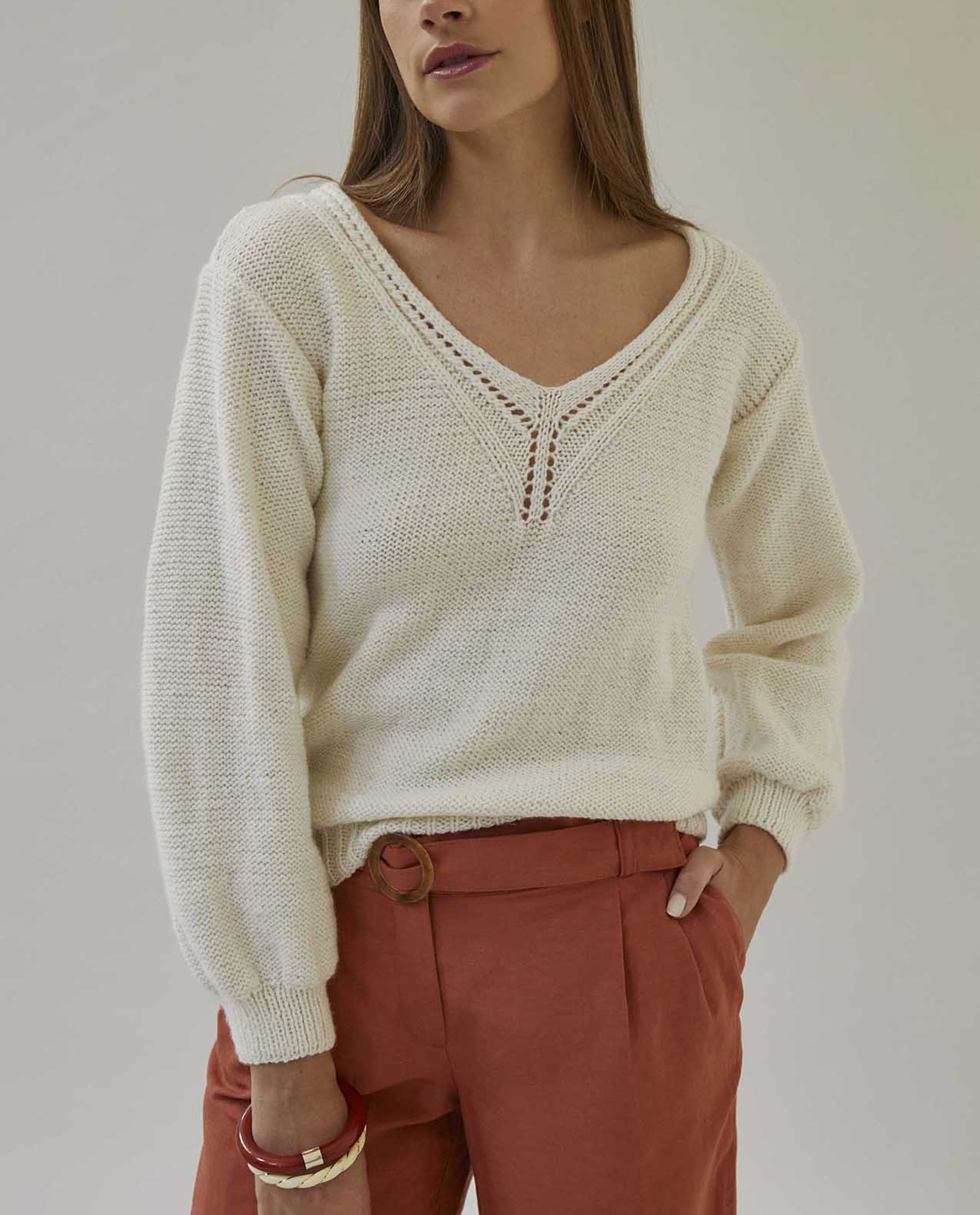 Modèle Pull Femme Phil Ecolaine Ecru