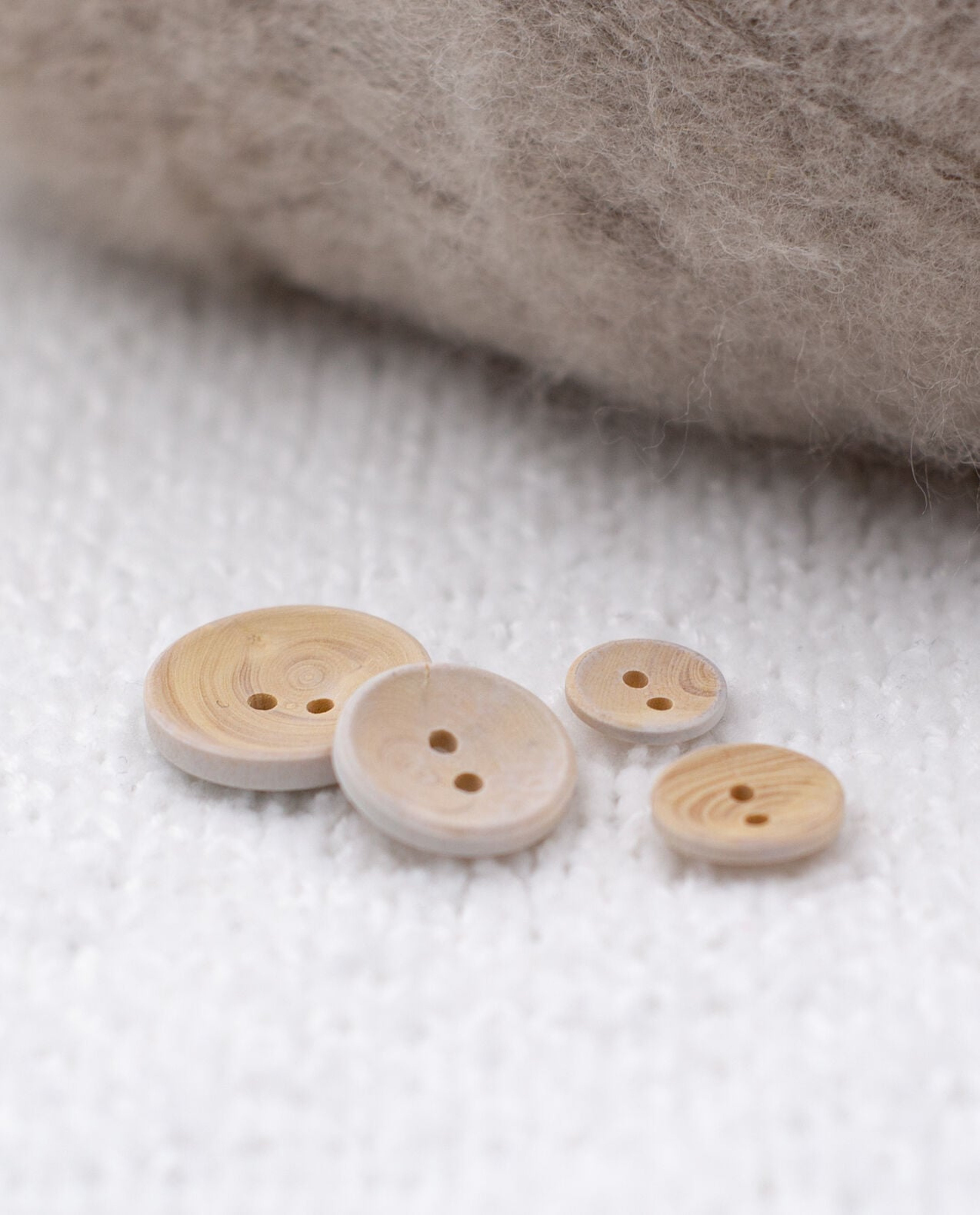 Lot De 5 Boutons Bois Blanchi