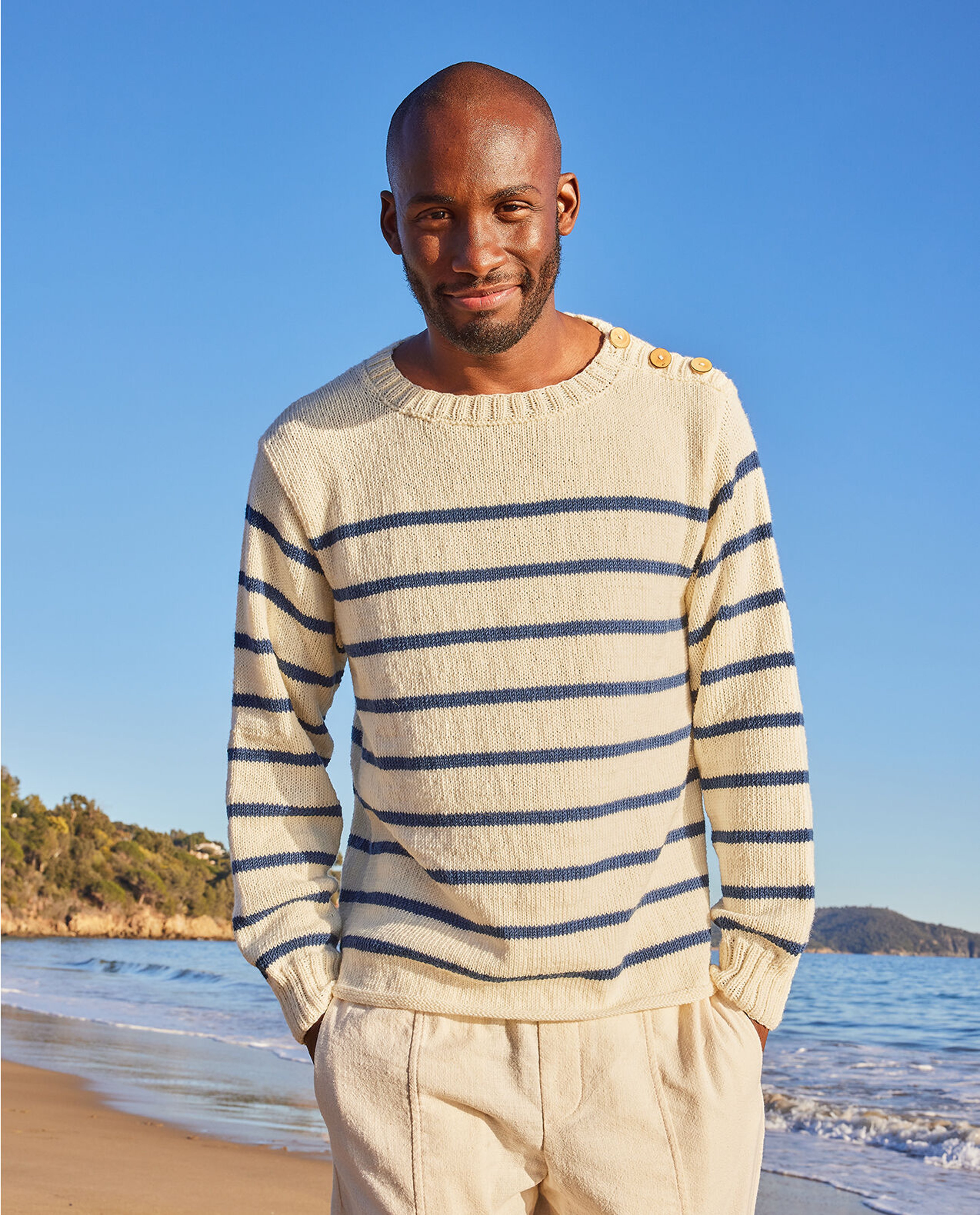Men's Navy Sweater Model