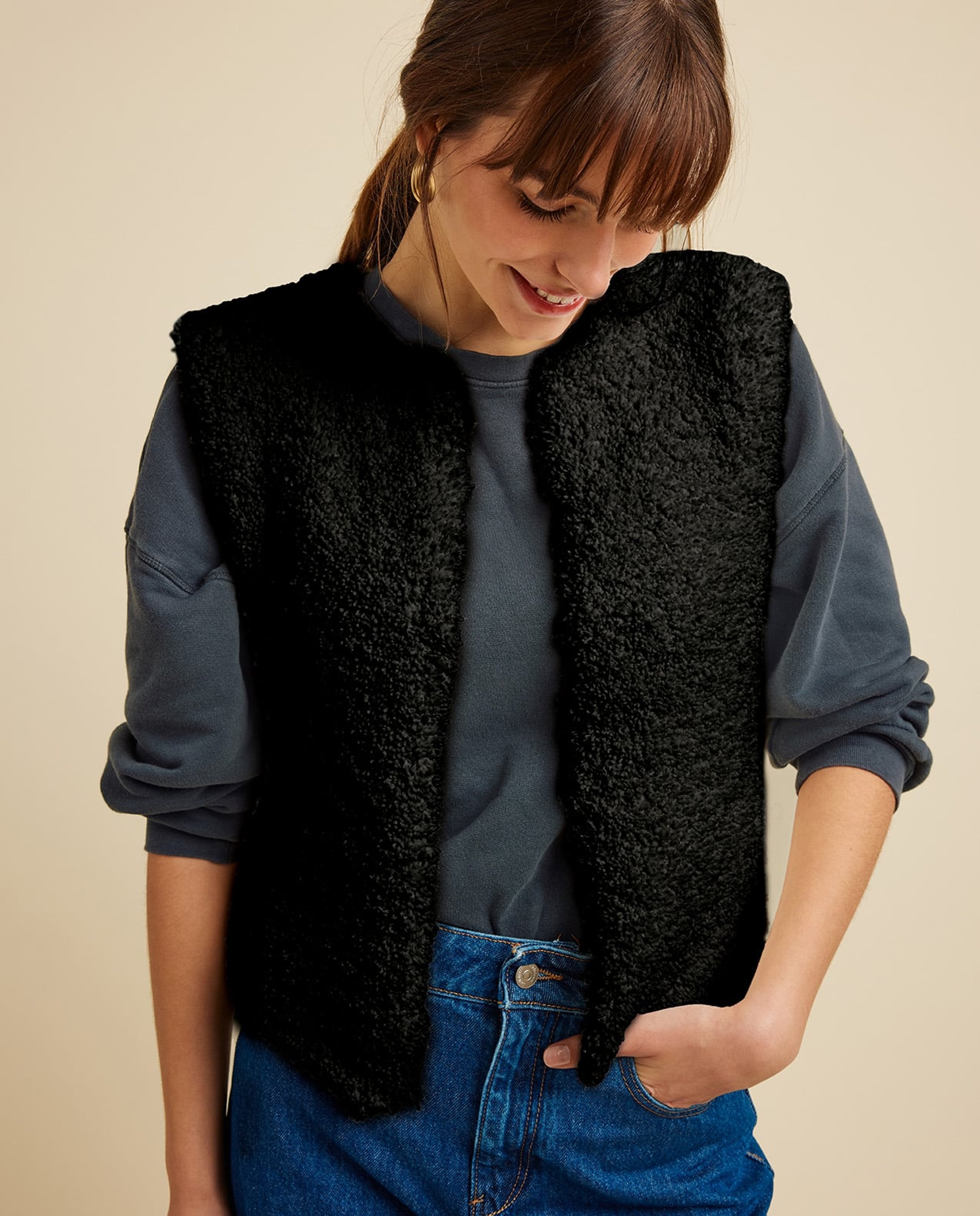 Sherpa mouwloos vest model