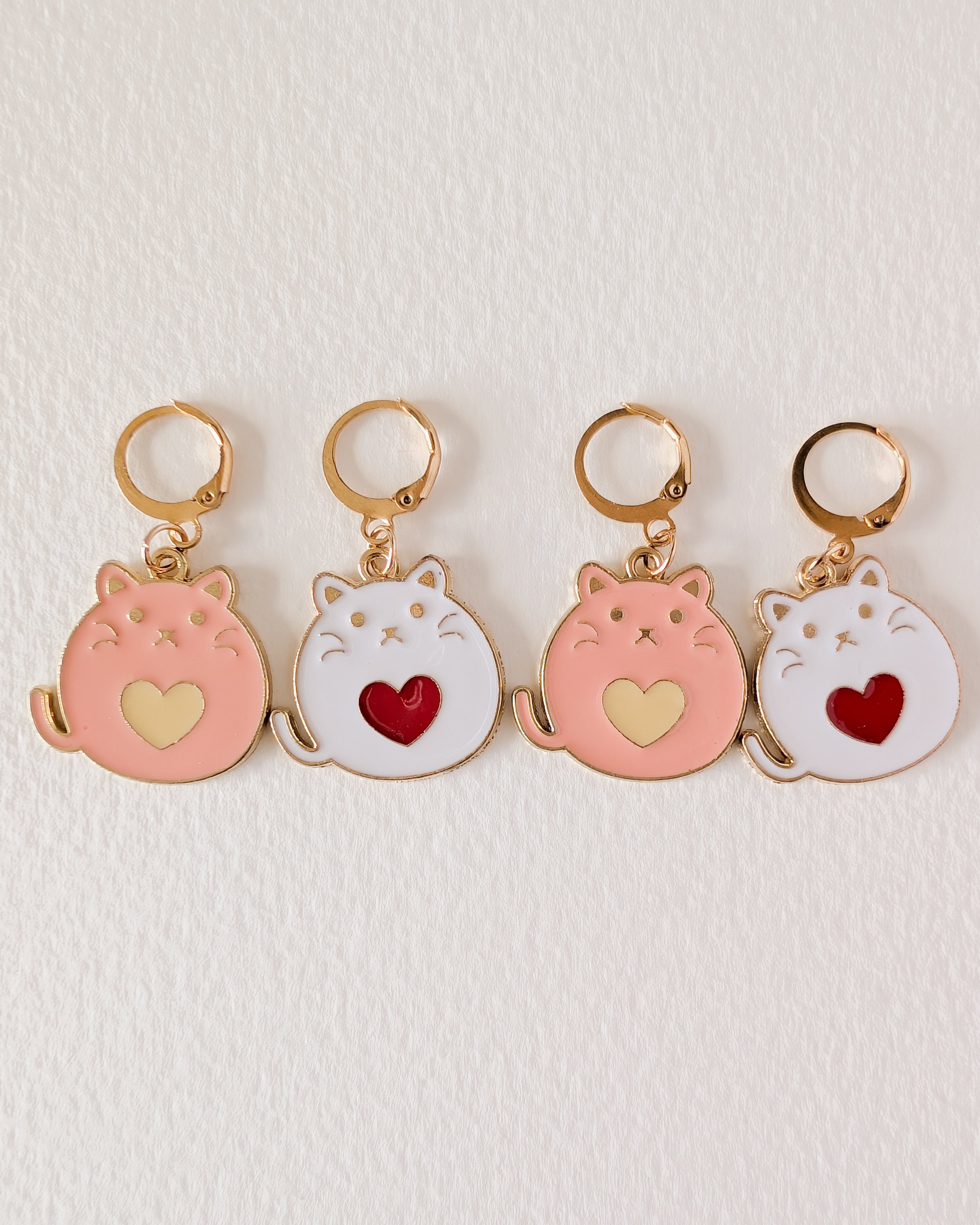 4 Anneaux Amovibles Chats Cœurs