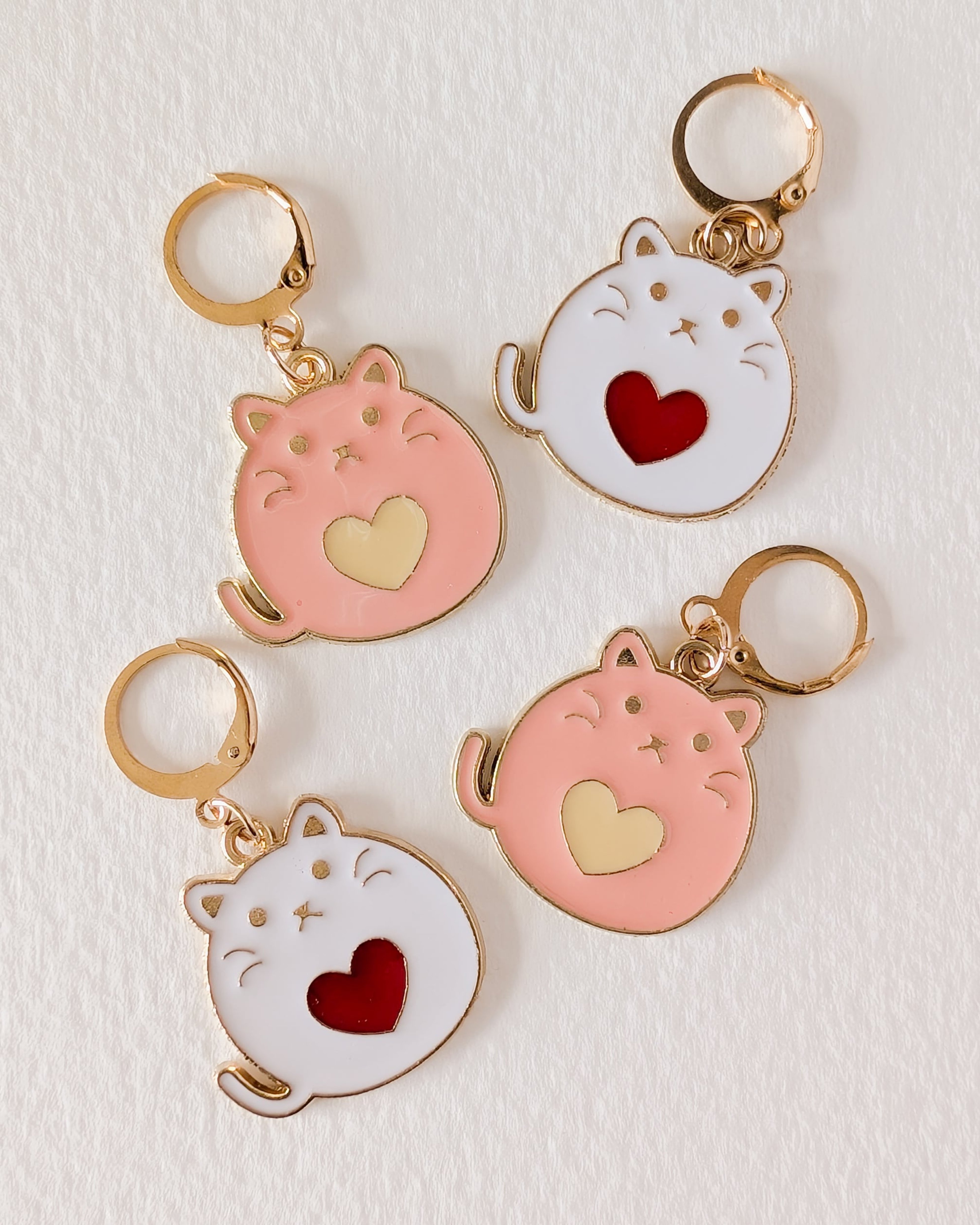 4 Anneaux Amovibles Chats Cœurs