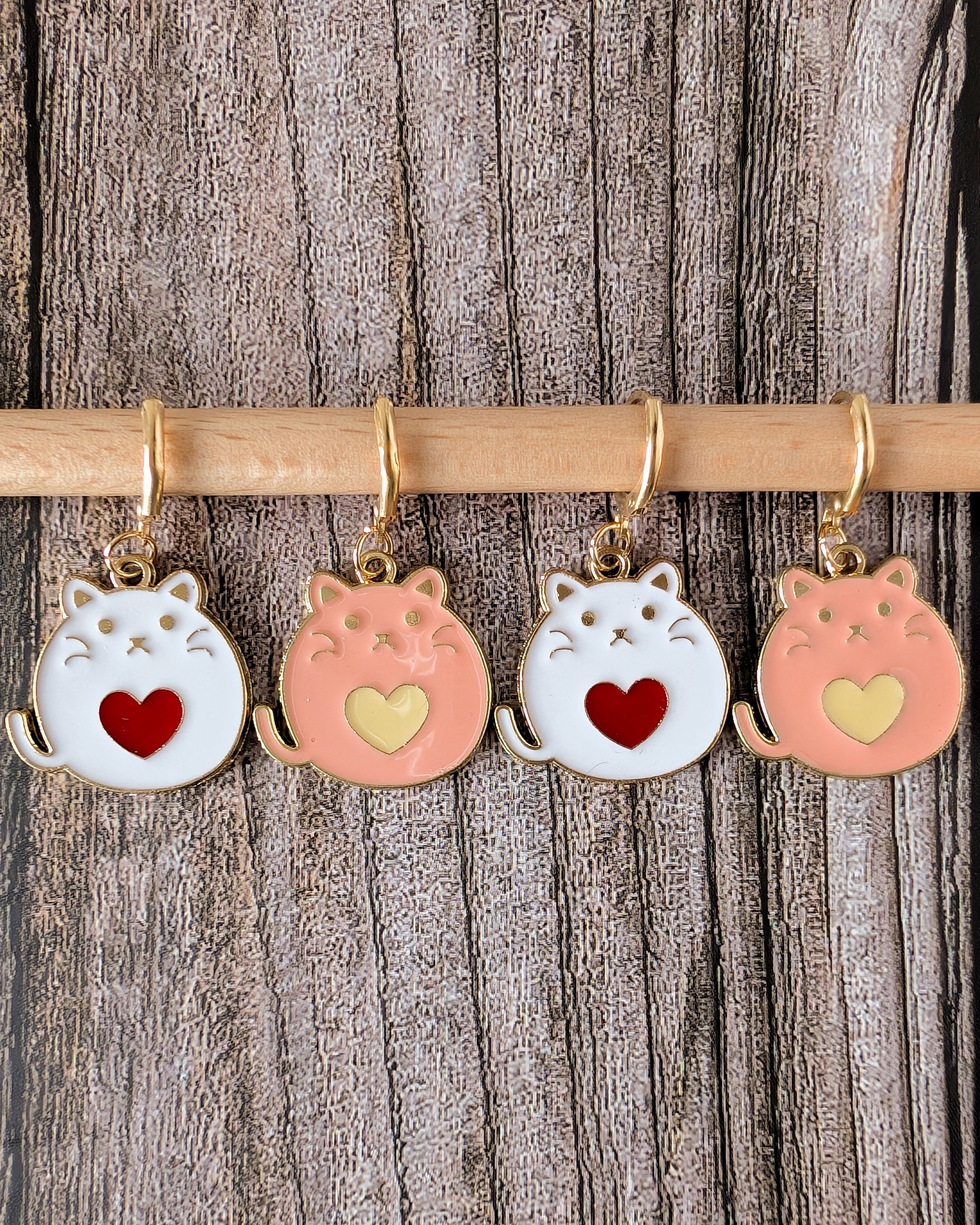 4 Anneaux Amovibles Chats Cœurs