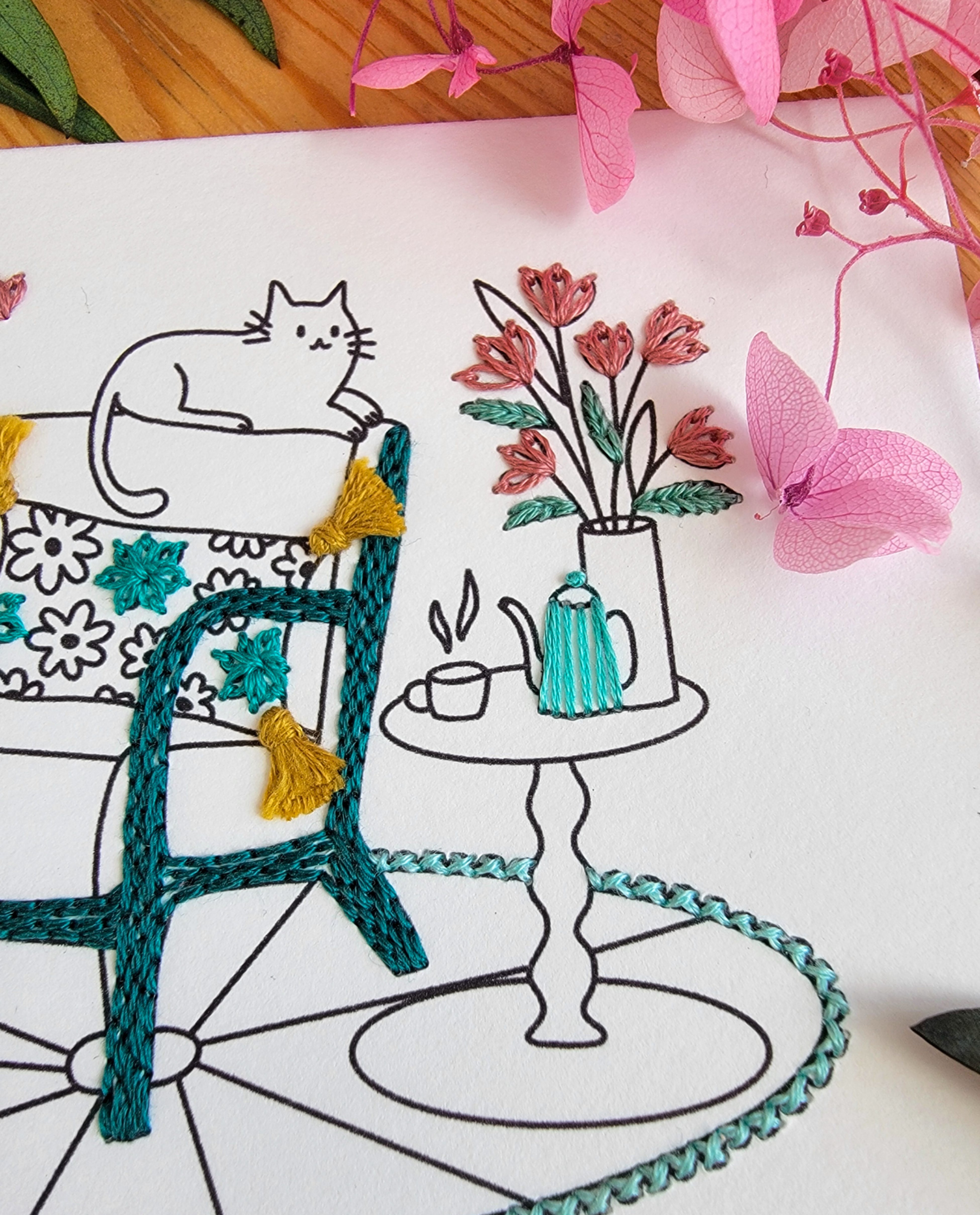 Cocooning Interior Embroidery Card