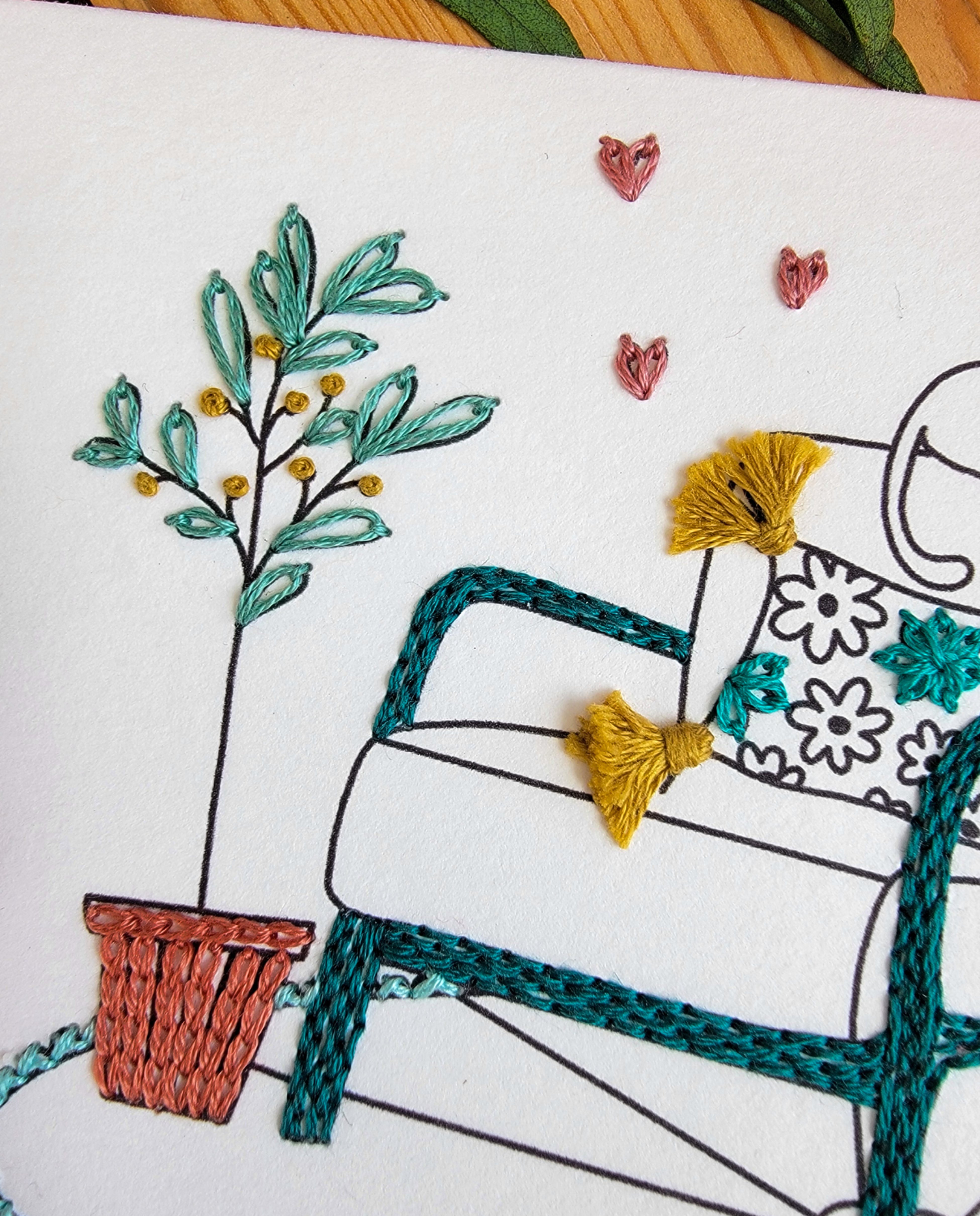 Cocooning Interior Embroidery Card