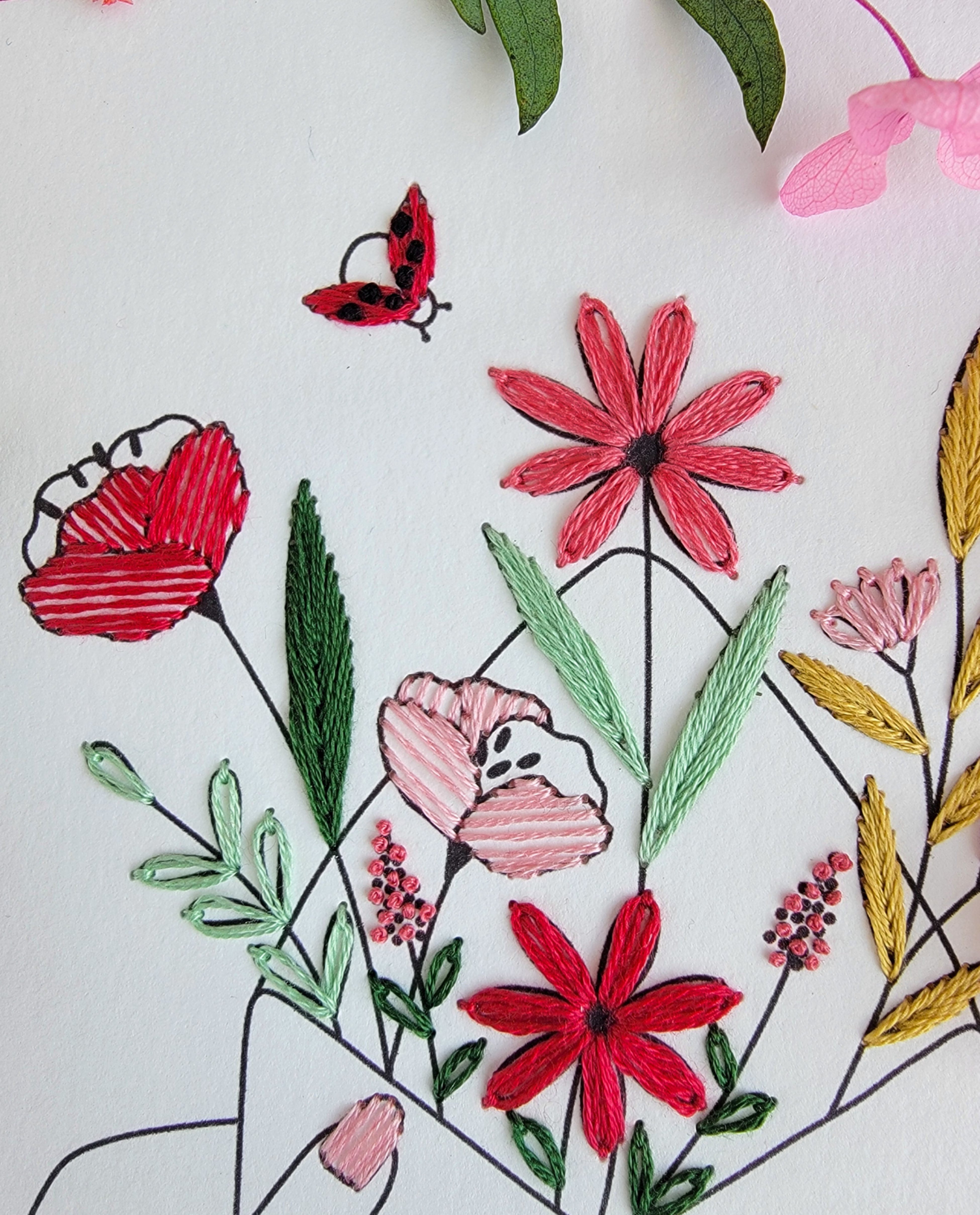 Embroidered Card with Floral Envelope