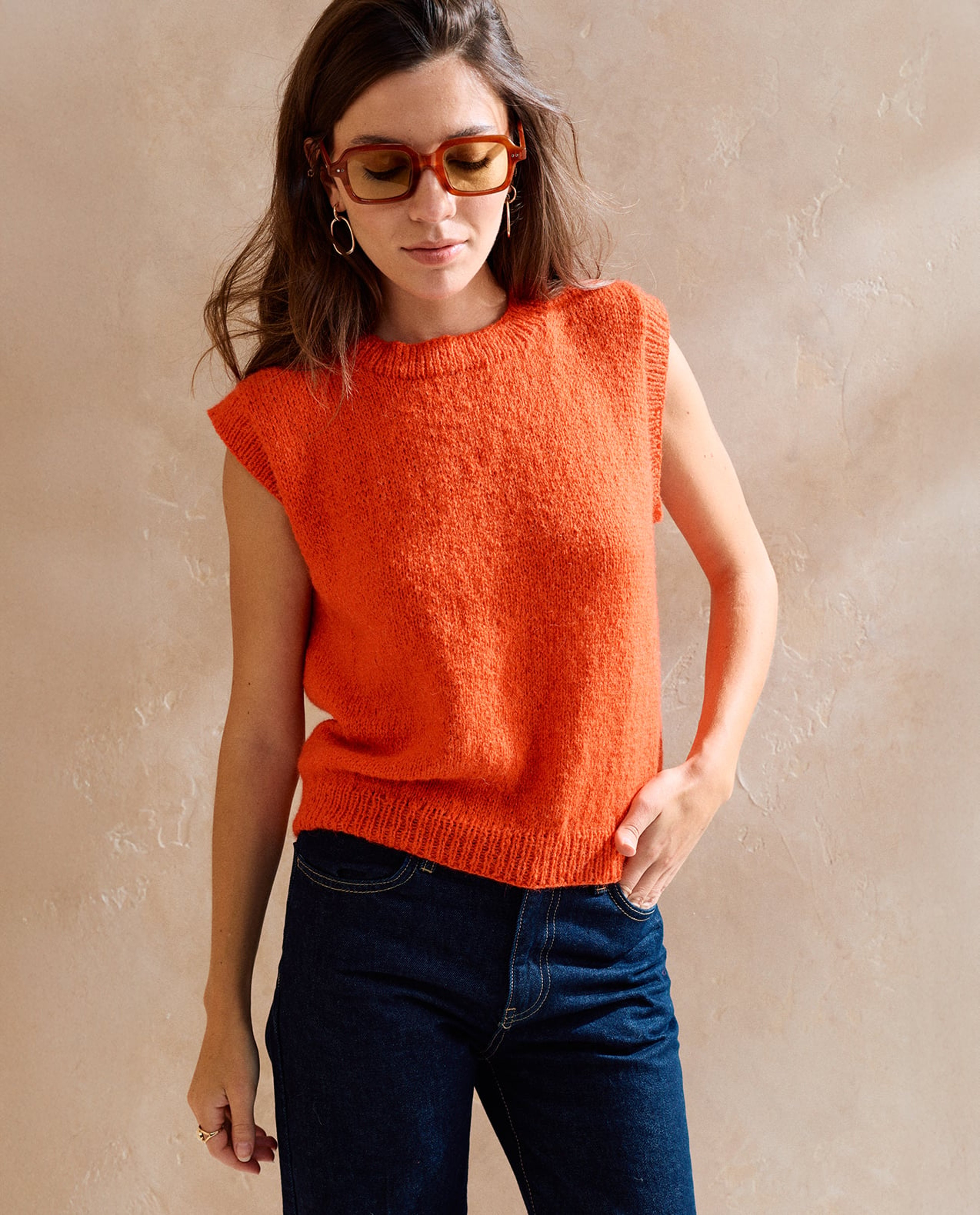 Modèle Pull Sans Manches Femme Olive B