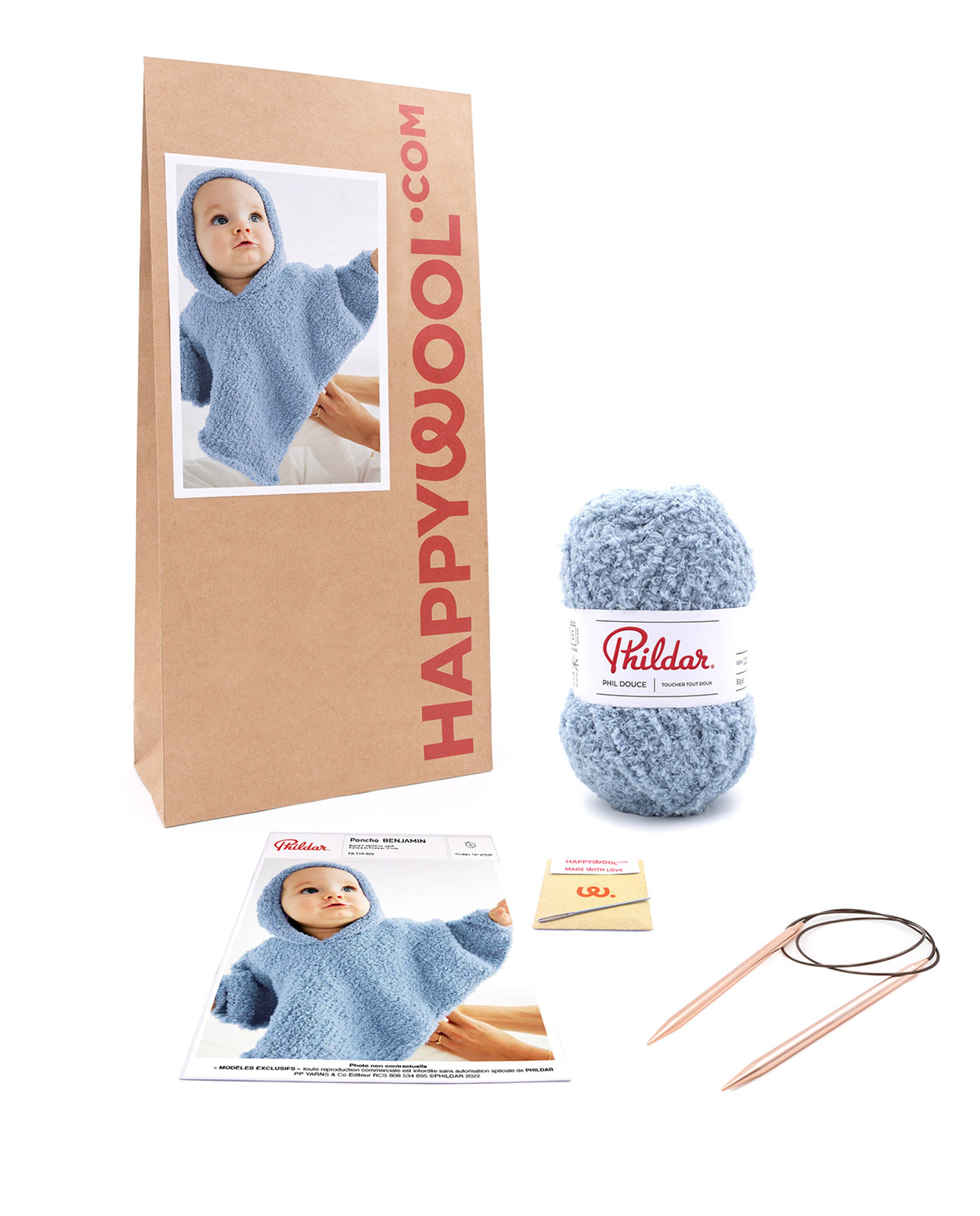 Kit Tricot Poncho Layette Benjamin