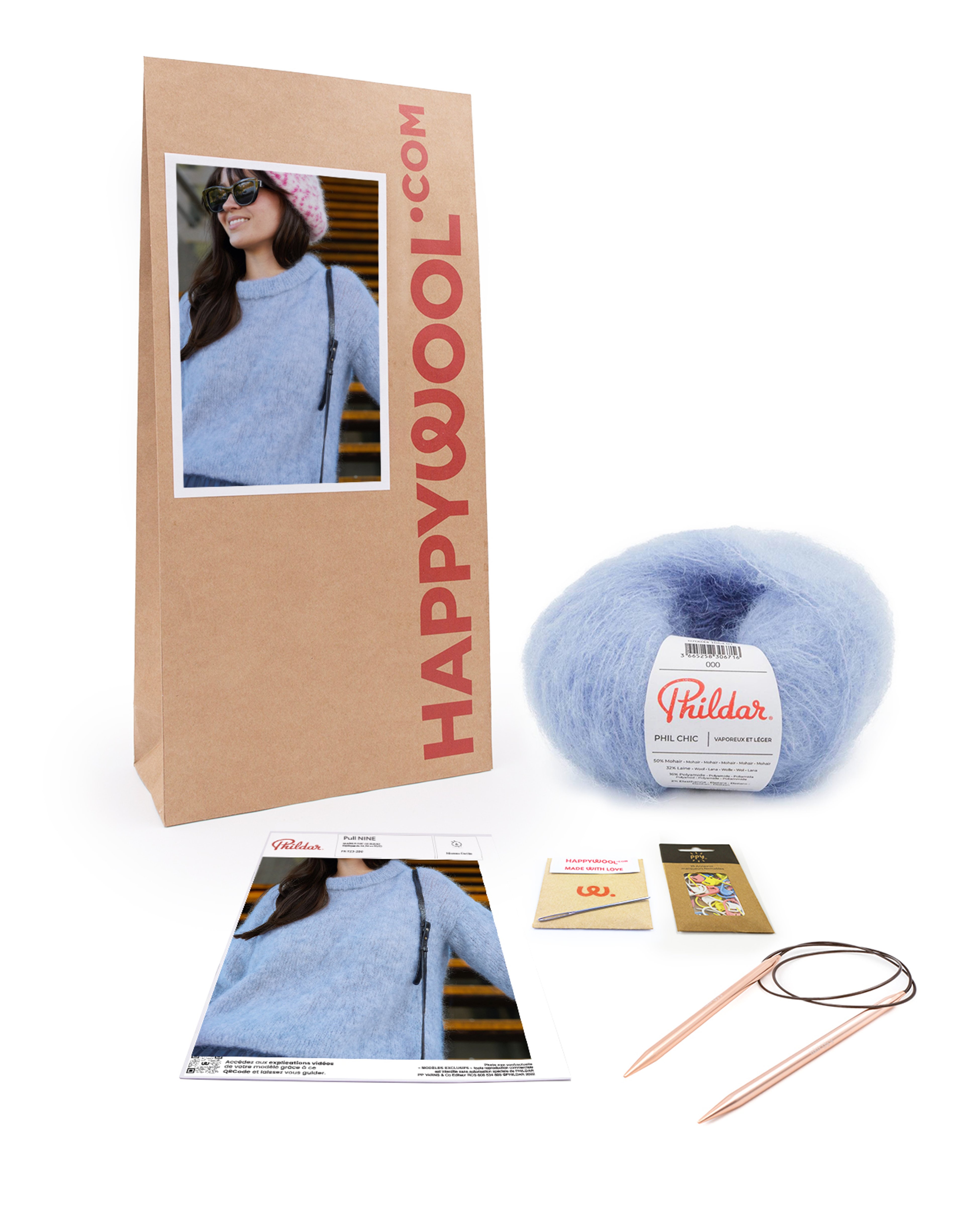Kit Tricot Pull Mohair Femme Nine