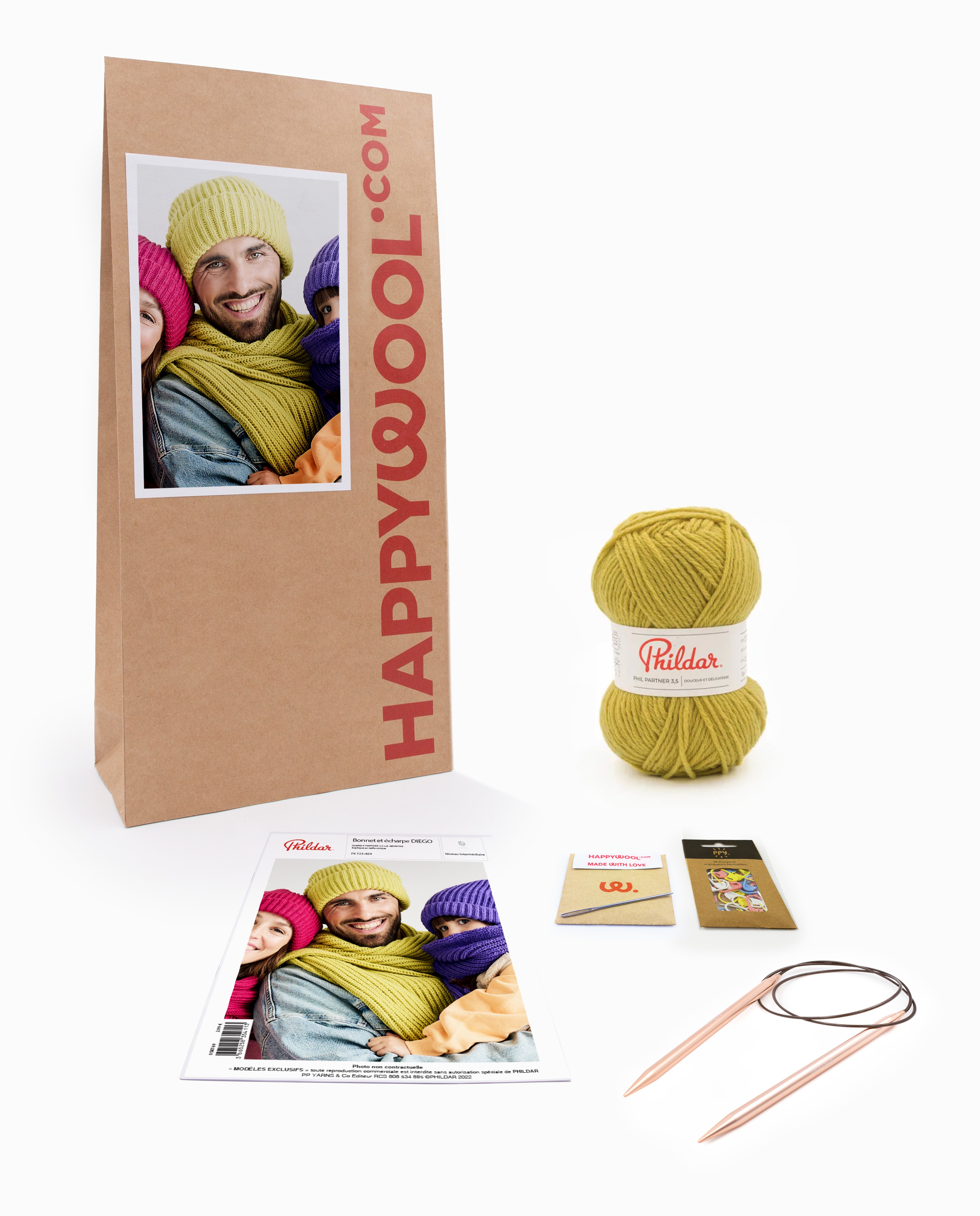 Diego Wool Scarf and Hat Knitting Kit