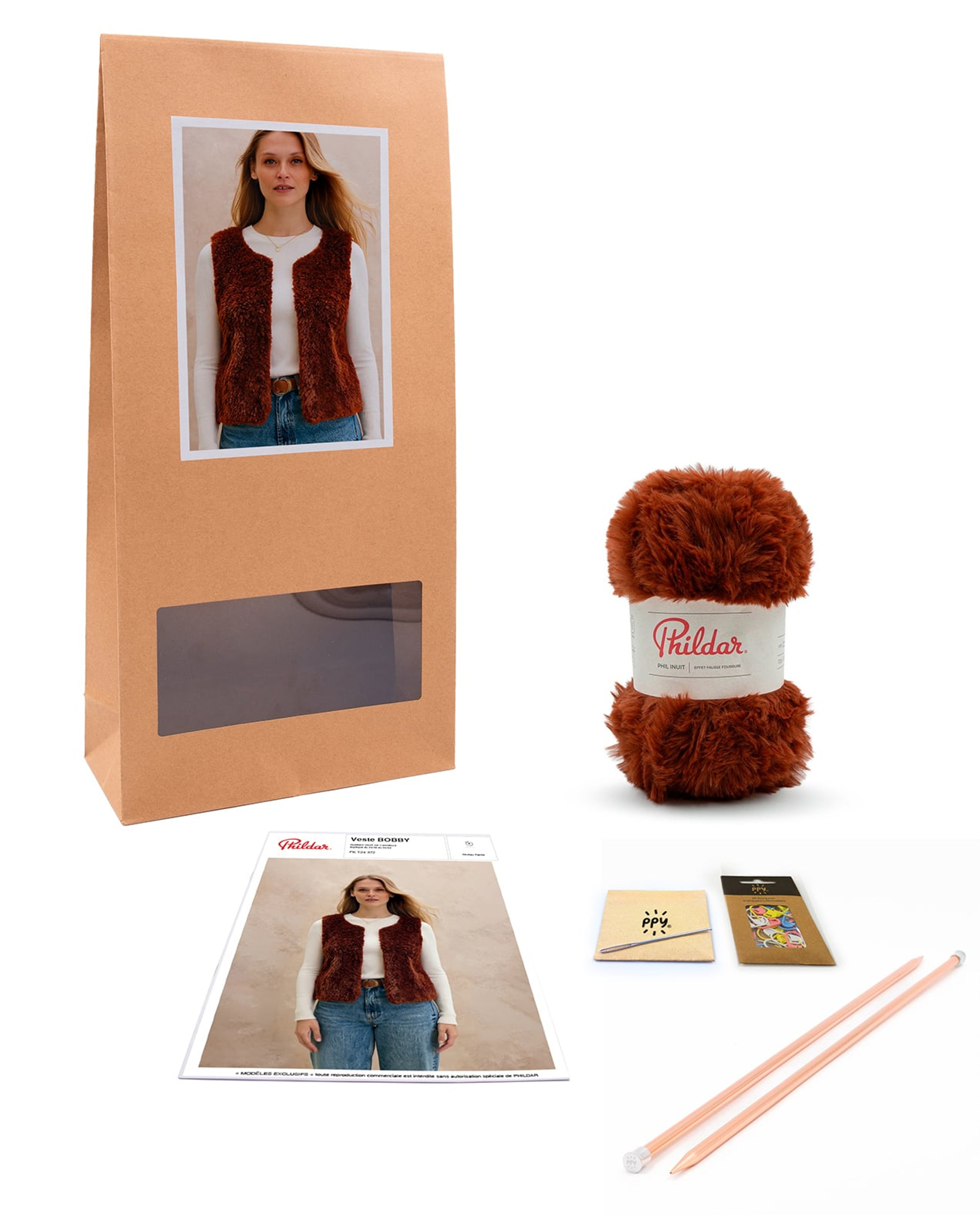 Kit Tricot Veste Femme Fourrure Bobby