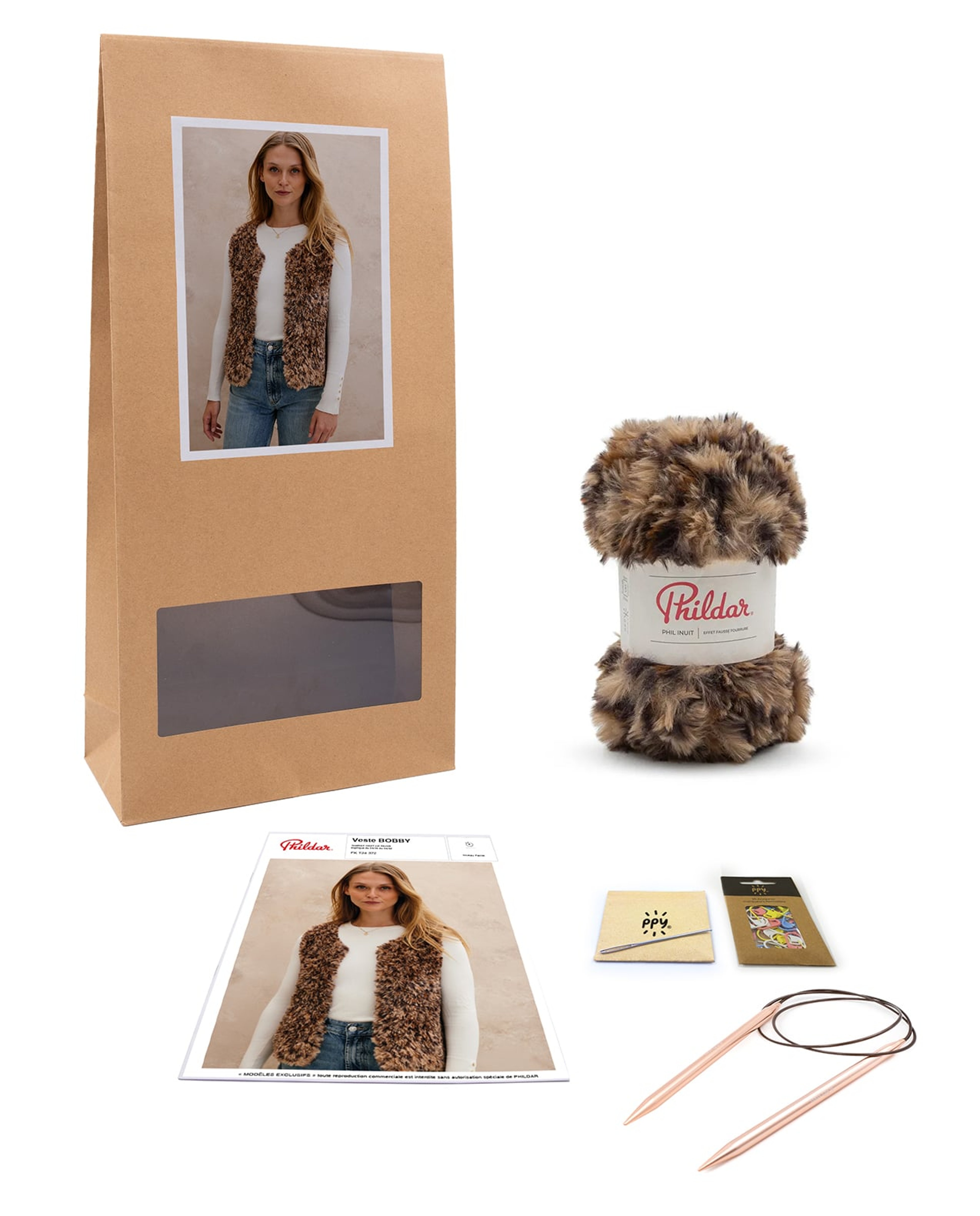 Kit Tricot Veste Femme Fourrure Bobby