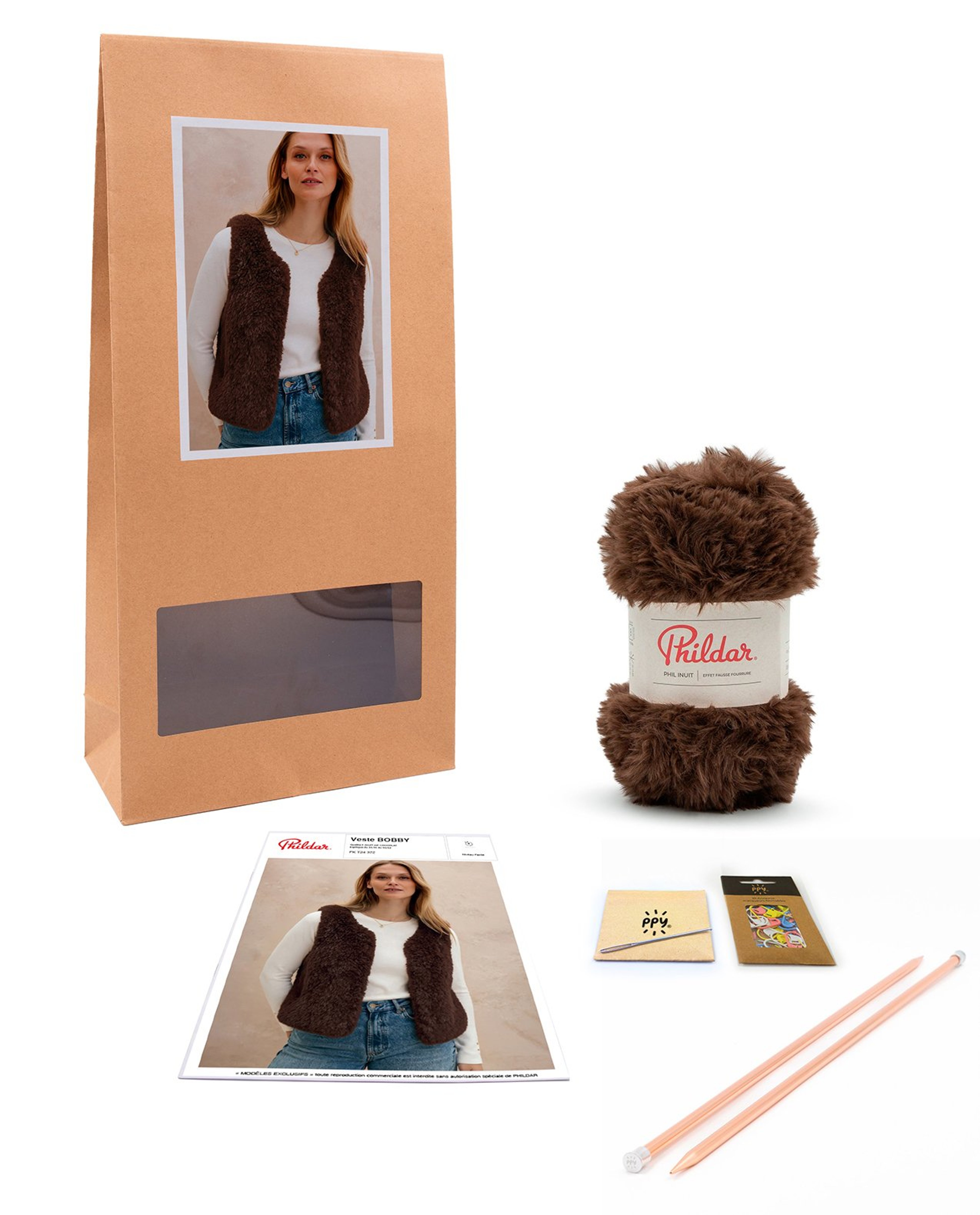 Kit Tricot Veste Femme Fourrure Bobby