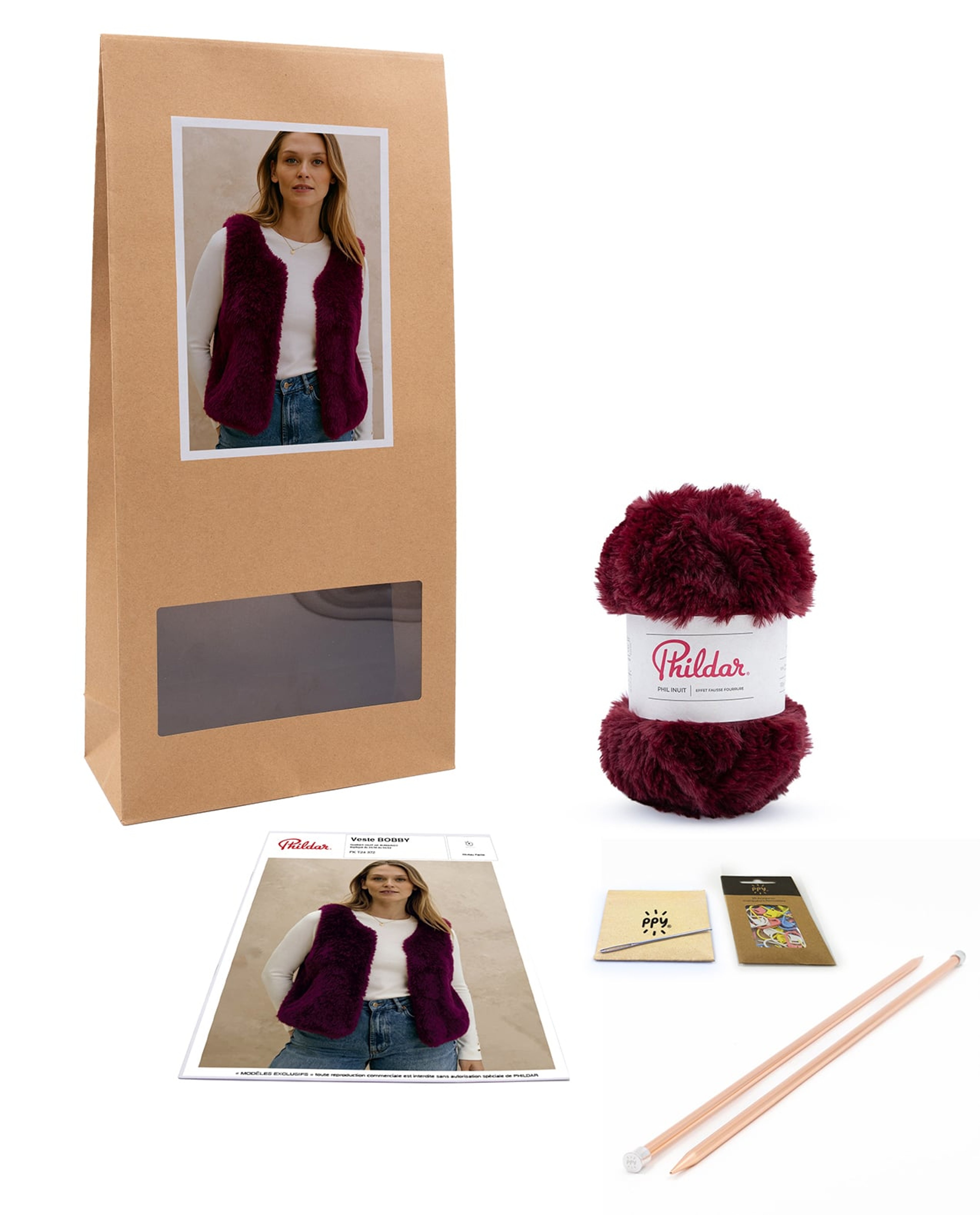 Kit Tricot Veste Femme Fourrure Bobby