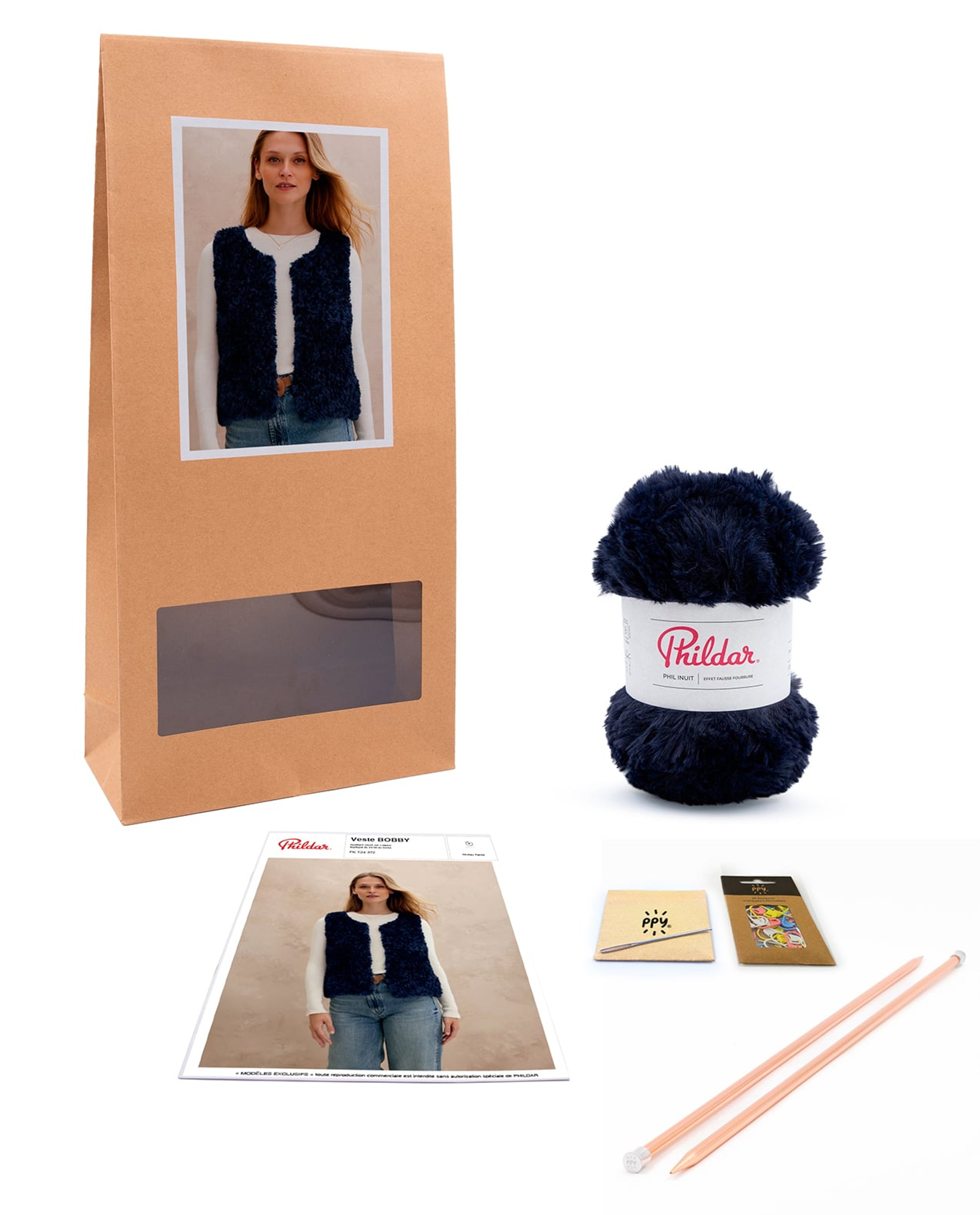 Kit Tricot Veste Femme Fourrure Bobby