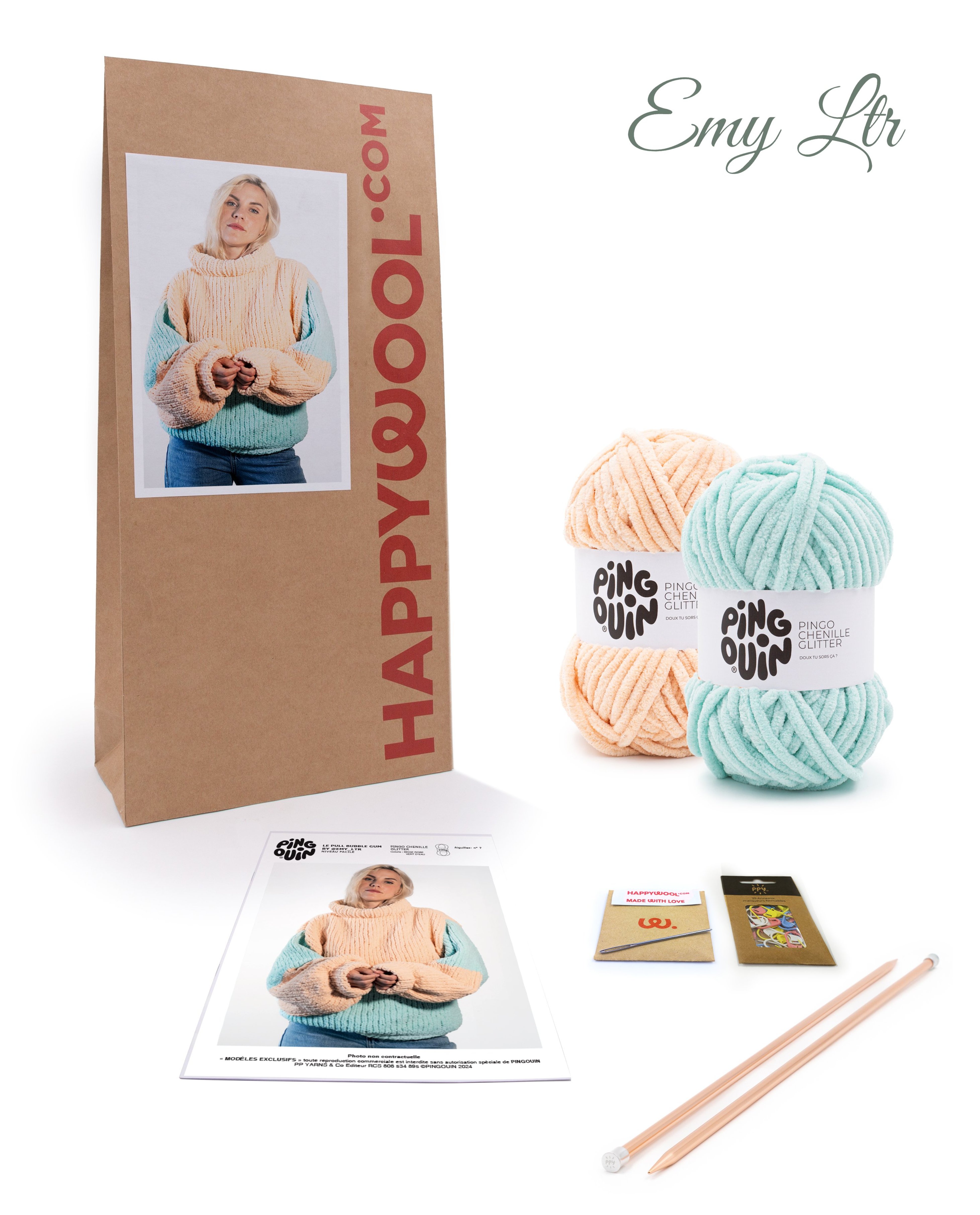 Kit Tricot Pull Bubble Gum By @emy_ltr