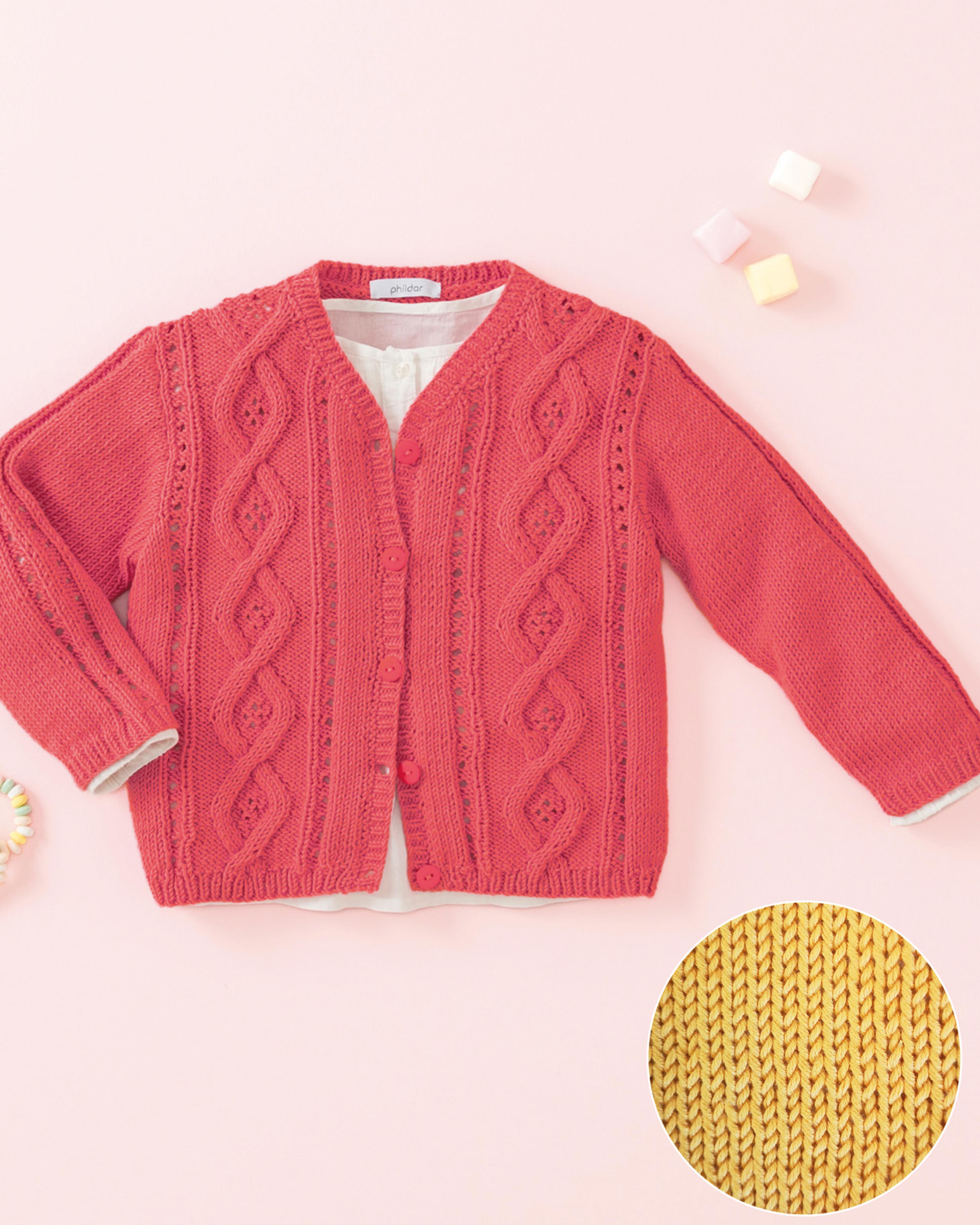 Girl's Cardigan Pattern Phil Ecocoton Cherry