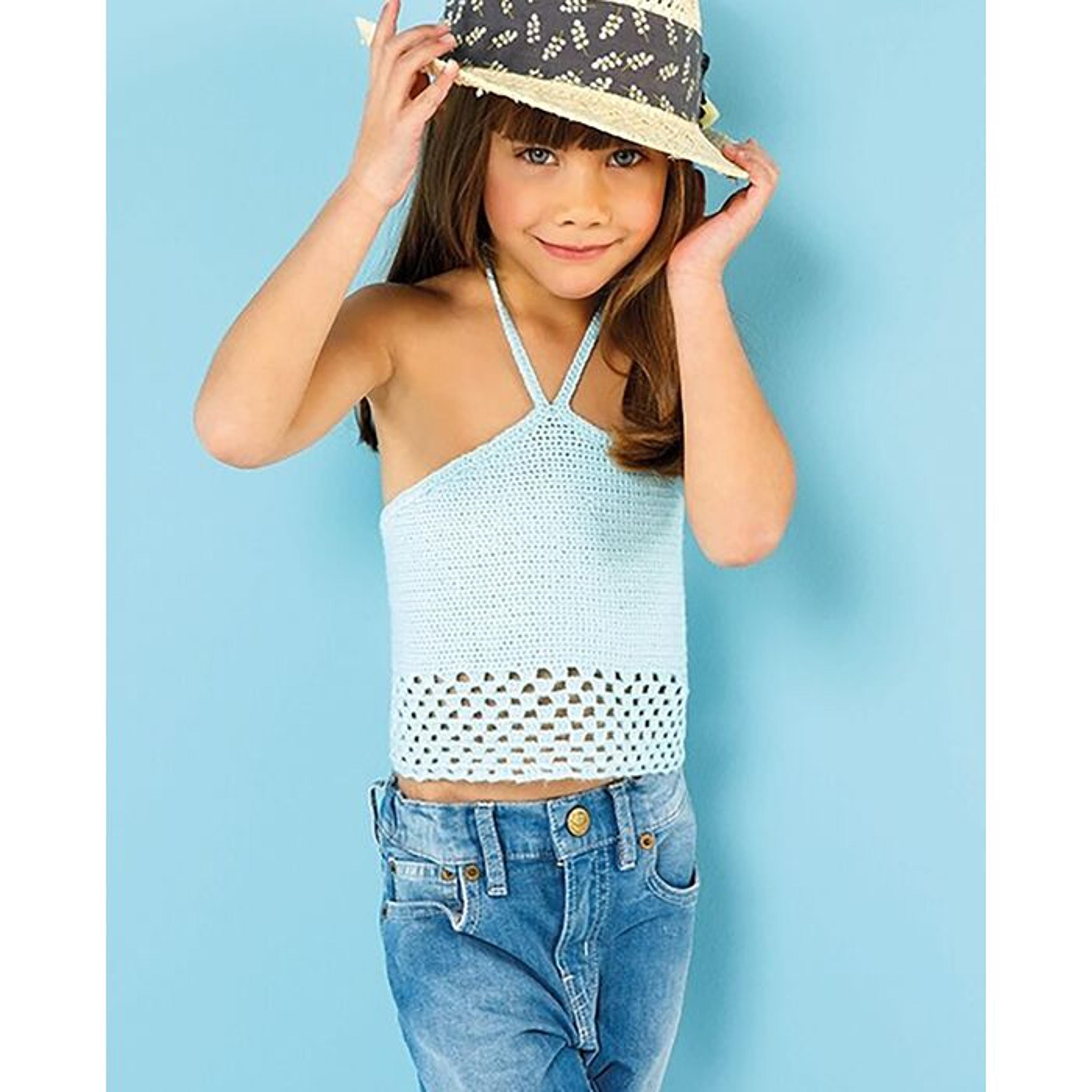 Kindermodel - Blauwe Opengewerkte Top