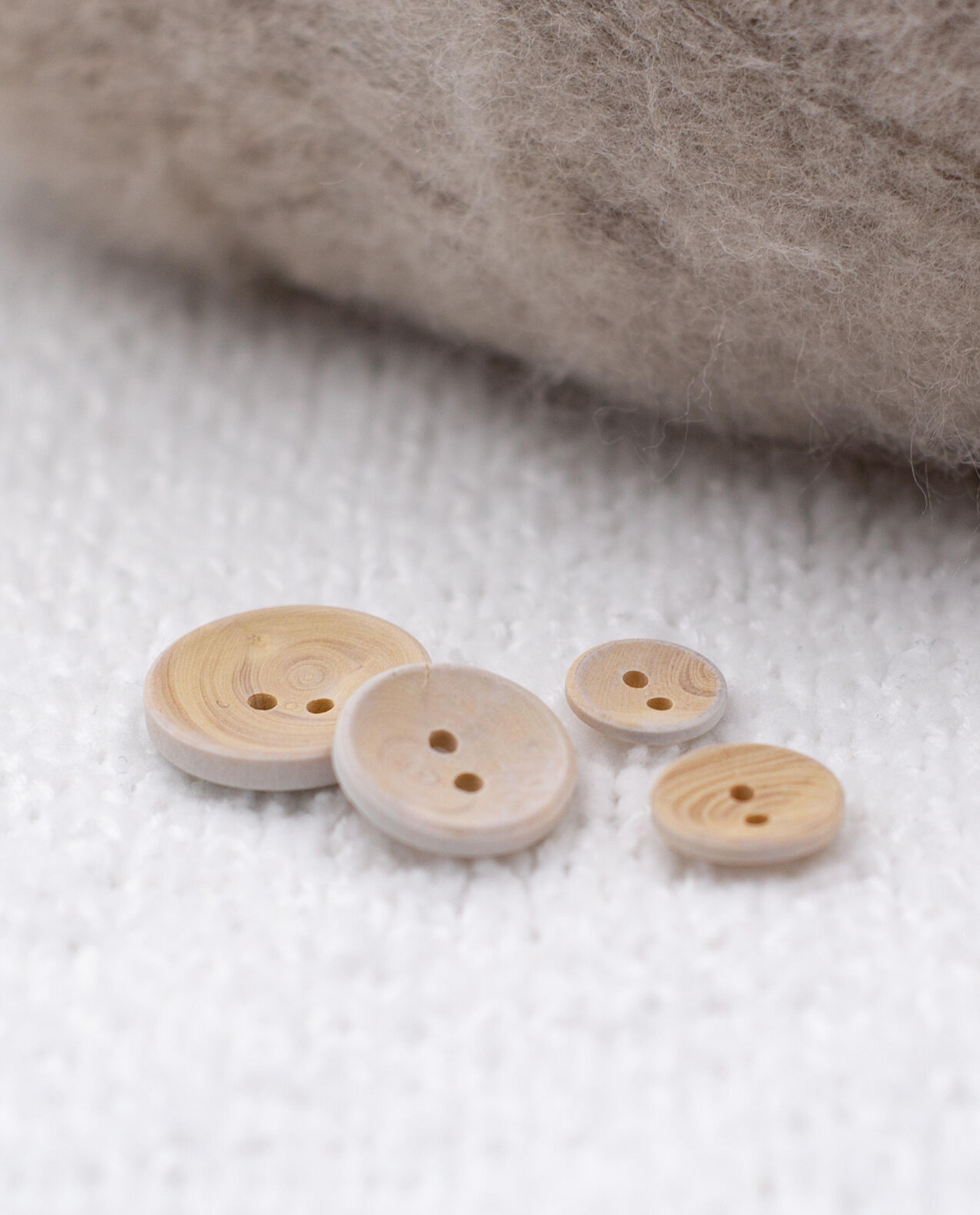Lot De 5 Boutons Bois Blanchi