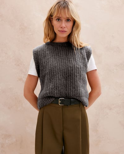 Pull Femme Rue 21 Tricot Crochet – Gris, Taille XS – Manches Longues – Occasion Très Bon état