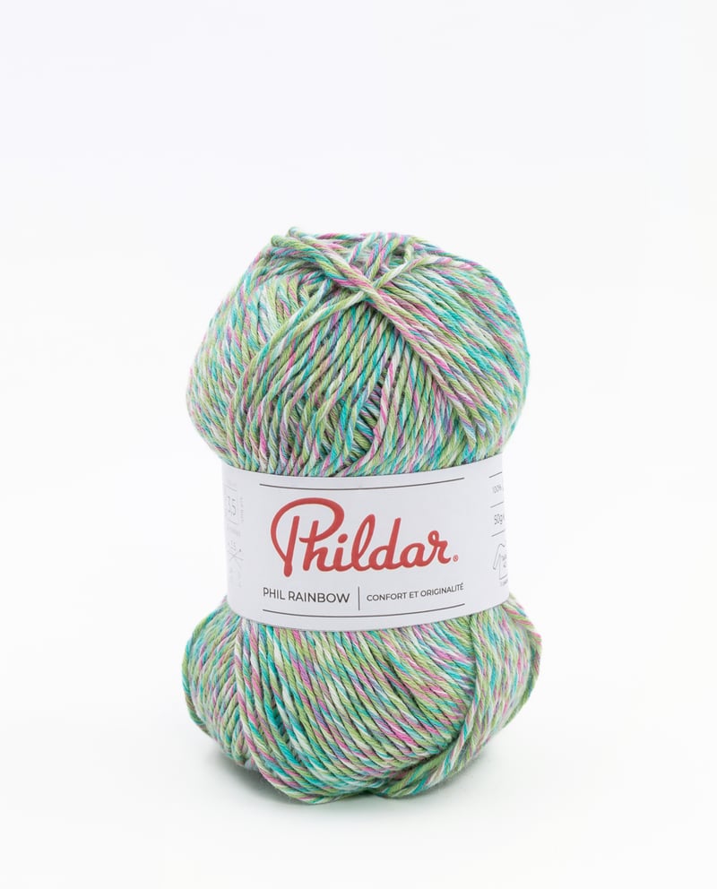 Lot De 5 Pelotes Phildar Rainbow Petunia - Fil Chiné Multicolore Coton - Neuf Pour Tricot/crochet