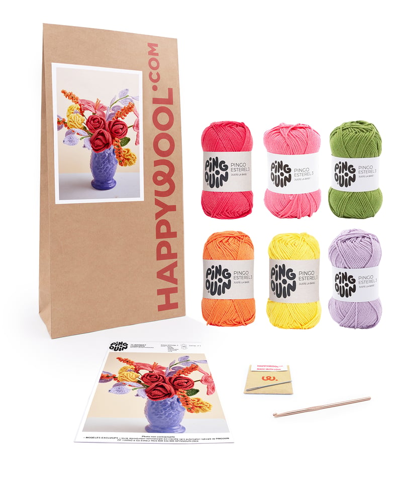Kit De Crochet Pour Bouquet Débutant - Fleurs Violettes - Avec Vidéo Tutoriel Et Tout Le Matériel - 2
